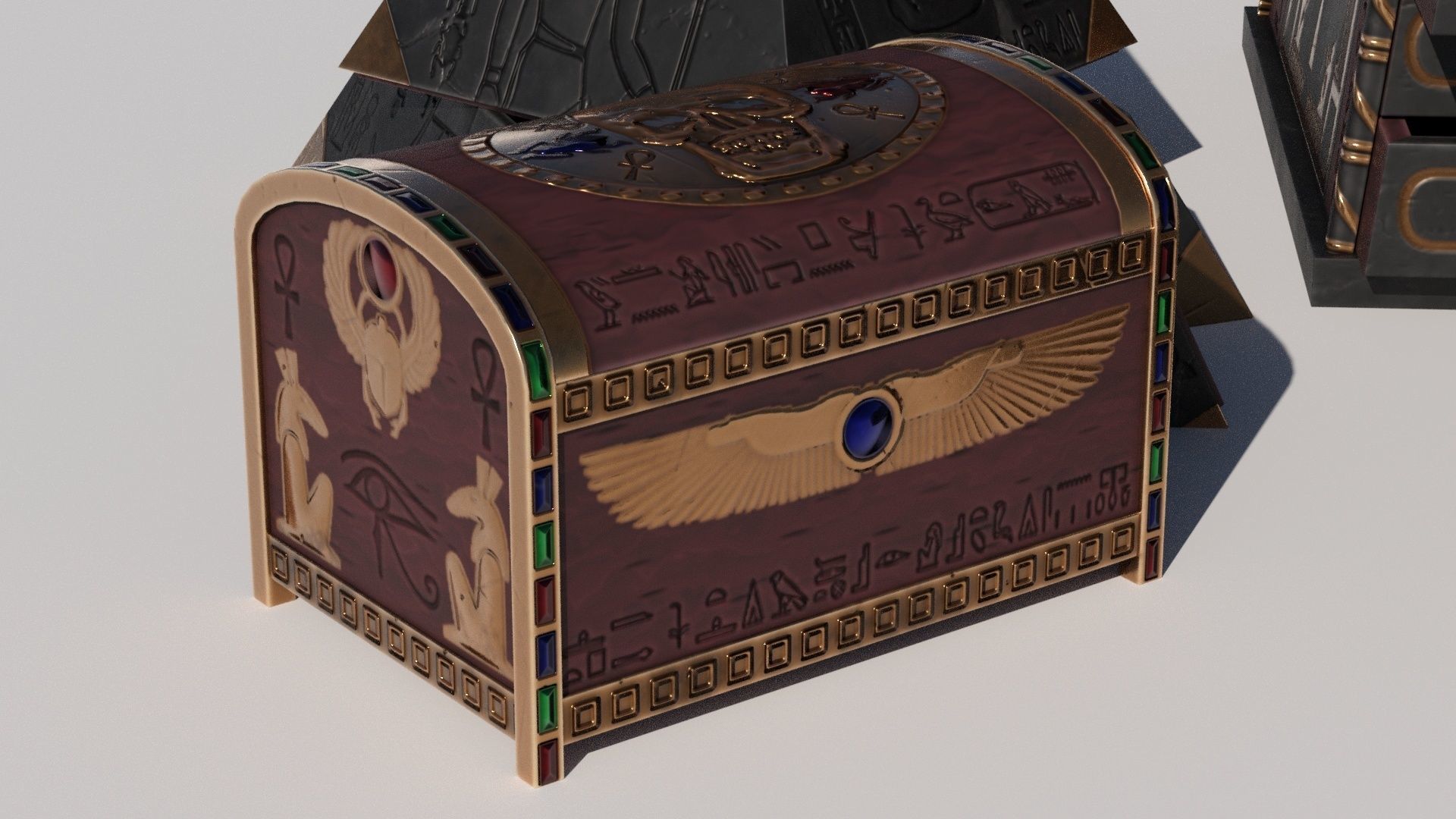 OB 02 Egyptian Necromancer Kit - 06 Boxes and small containers Low-poly 3D model_5