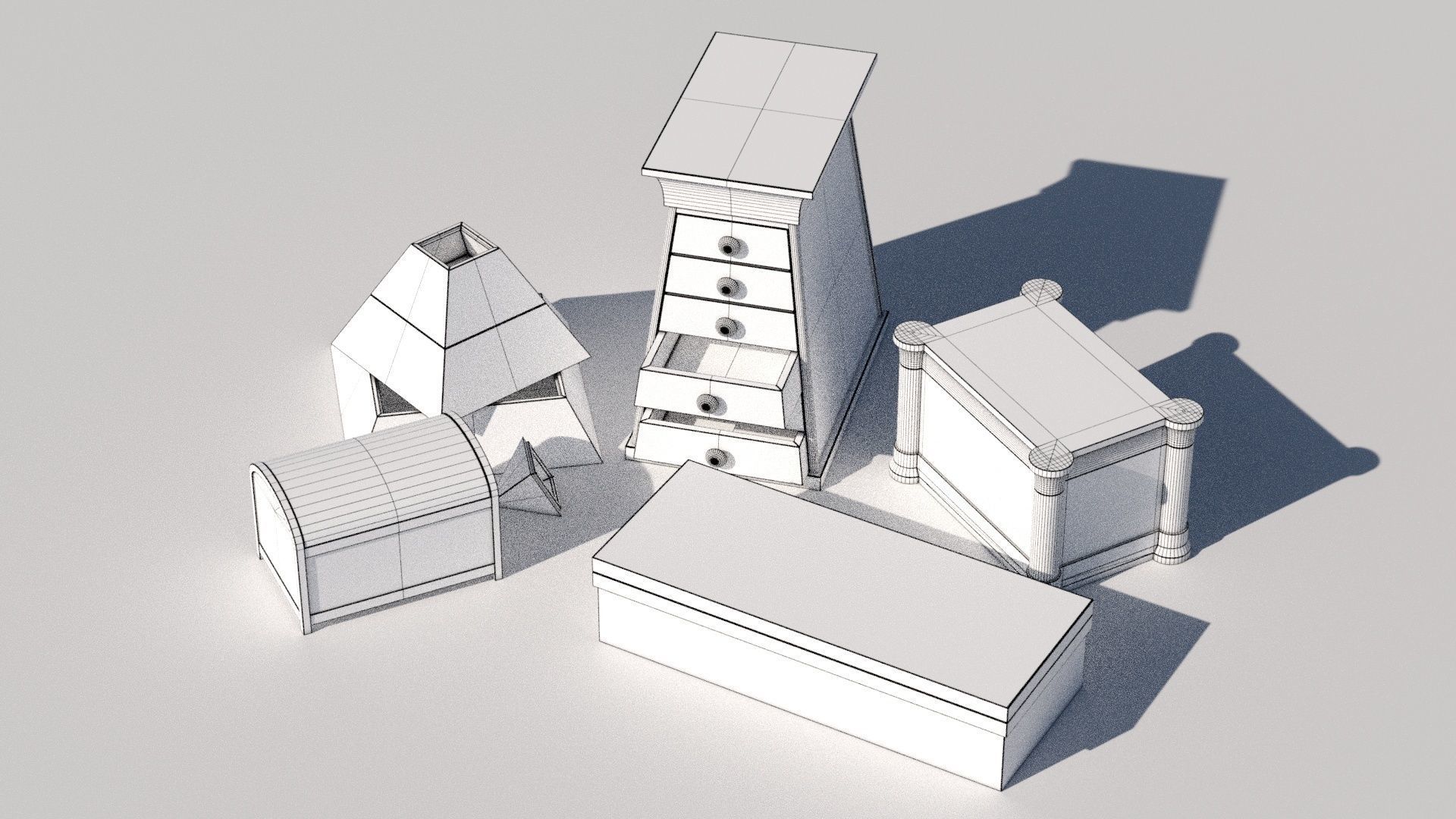 OB 02 Egyptian Necromancer Kit - 06 Boxes and small containers Low-poly 3D model_15