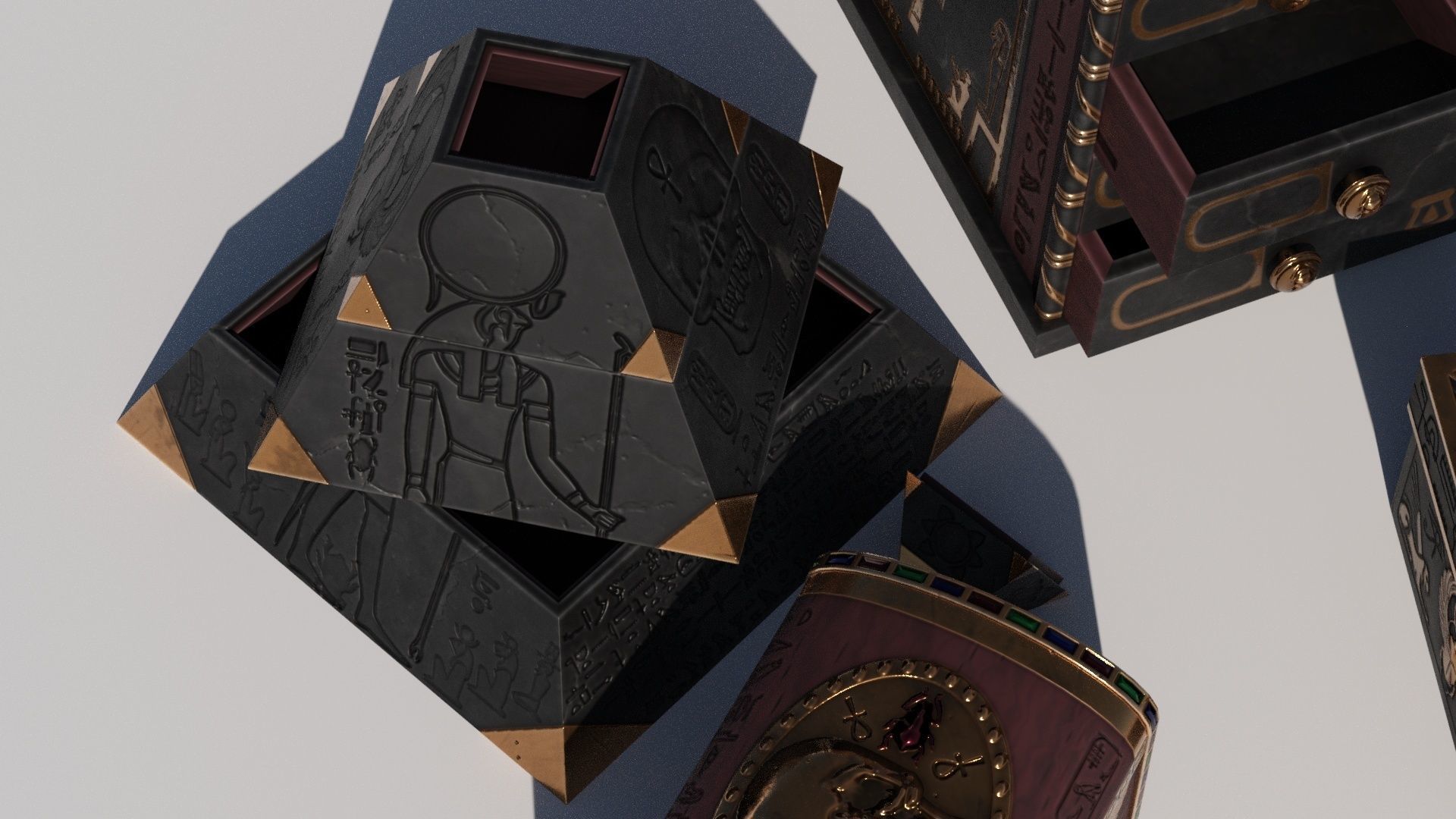OB 02 Egyptian Necromancer Kit - 06 Boxes and small containers Low-poly 3D model_4