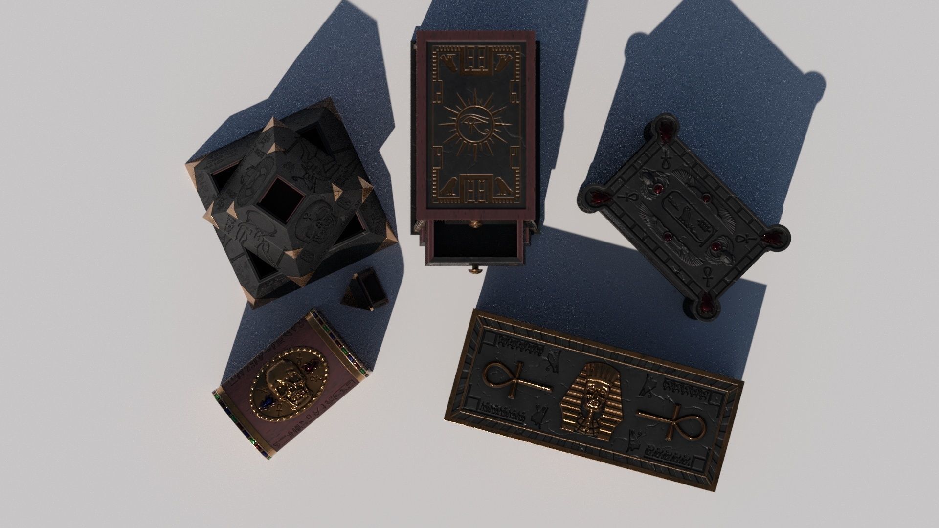 OB 02 Egyptian Necromancer Kit - 06 Boxes and small containers Low-poly 3D model_13