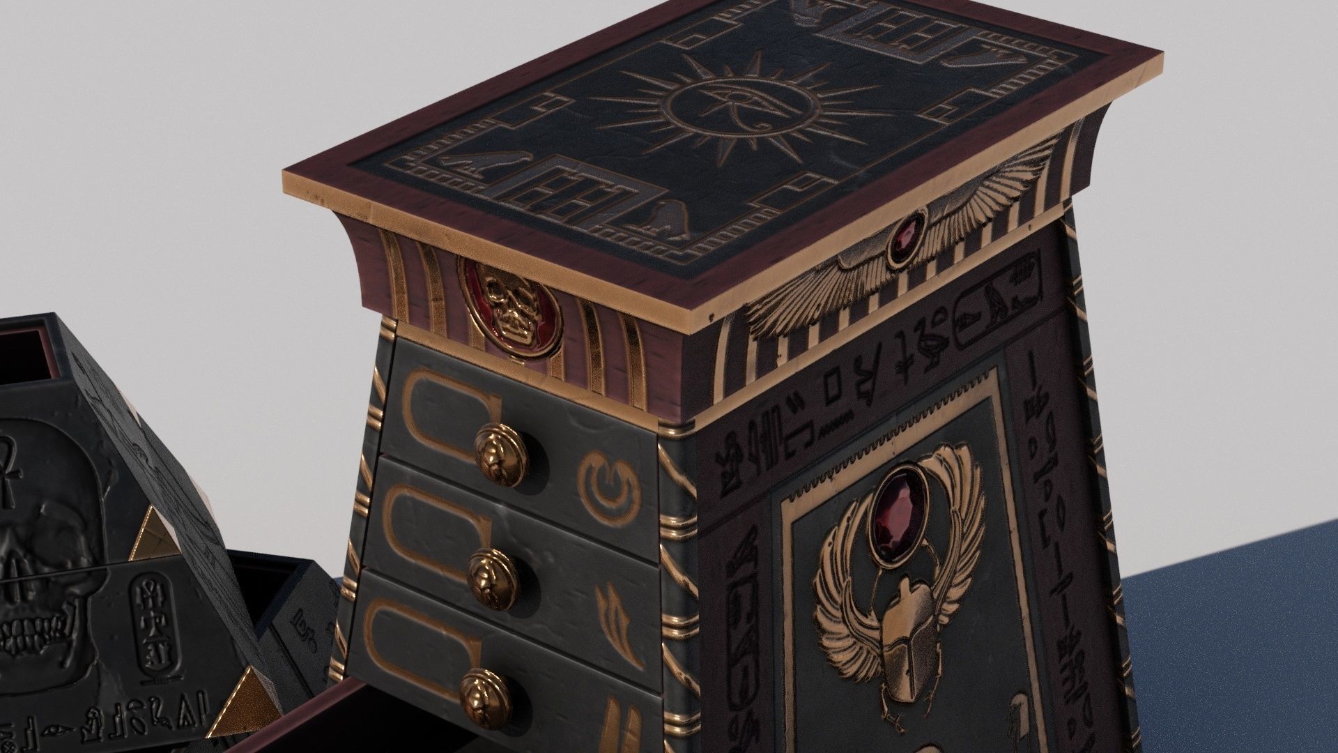 OB 02 Egyptian Necromancer Kit - 06 Boxes and small containers Low-poly 3D model_3