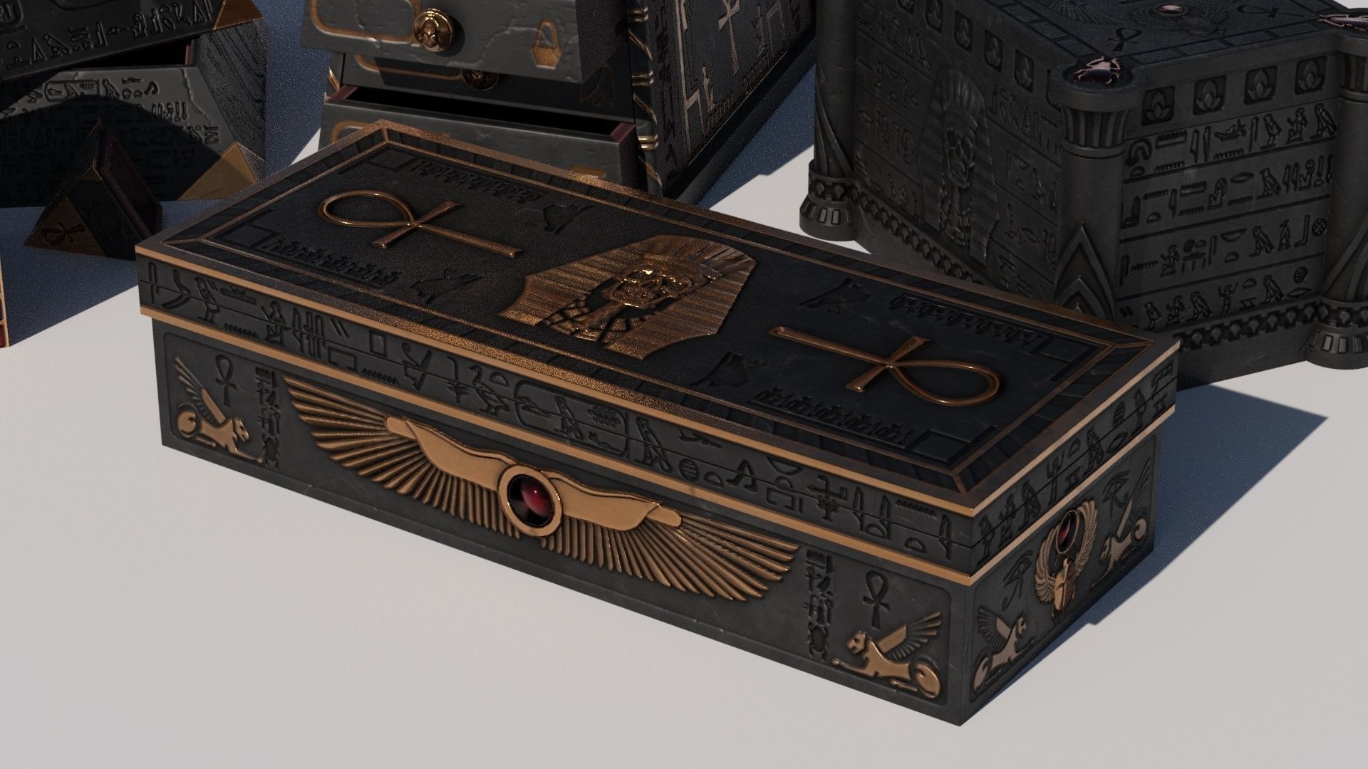 OB 02 Egyptian Necromancer Kit - 06 Boxes and small containers Low-poly 3D model_6