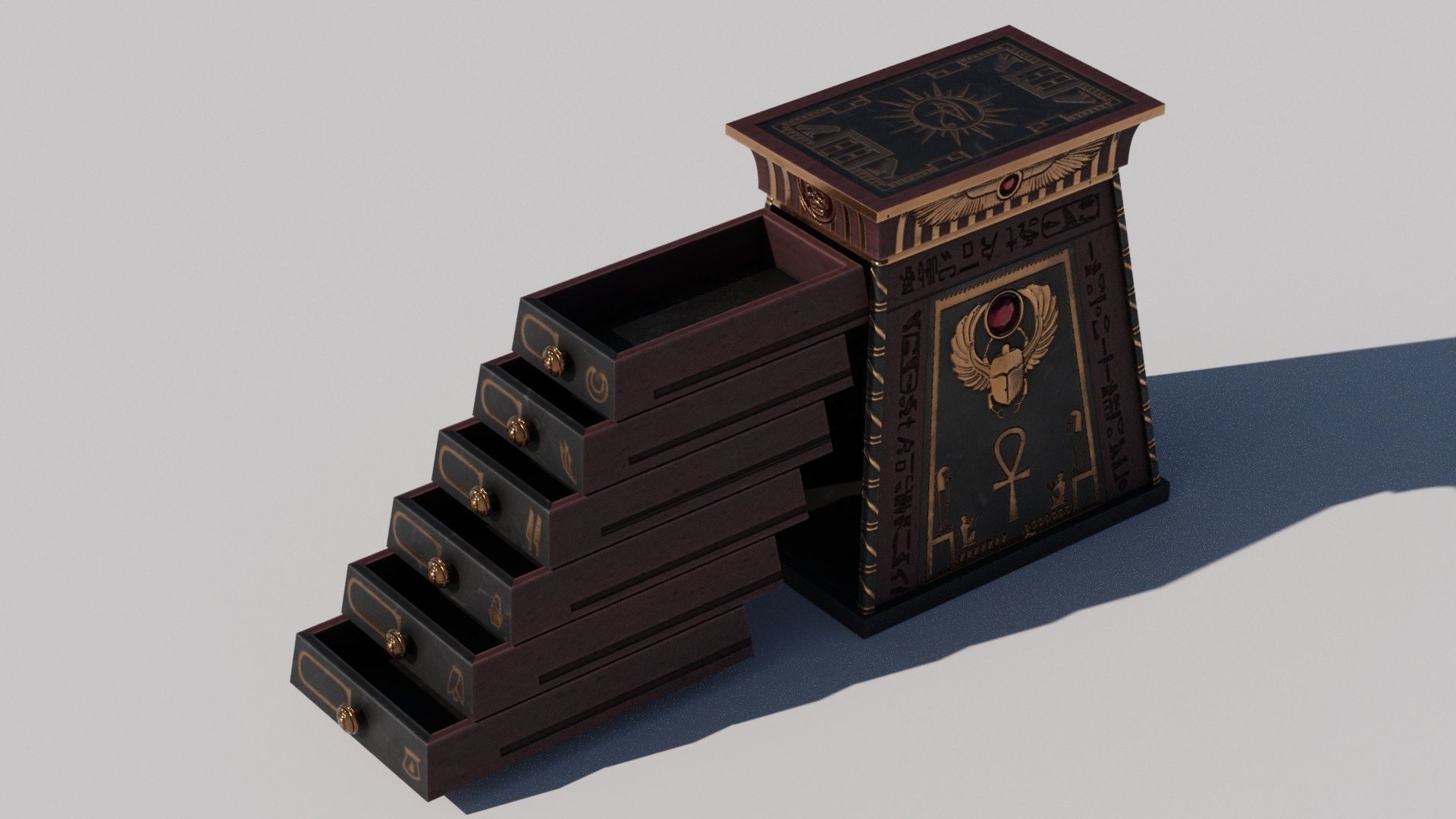 OB 02 Egyptian Necromancer Kit - 06 Boxes and small containers Low-poly 3D model_8