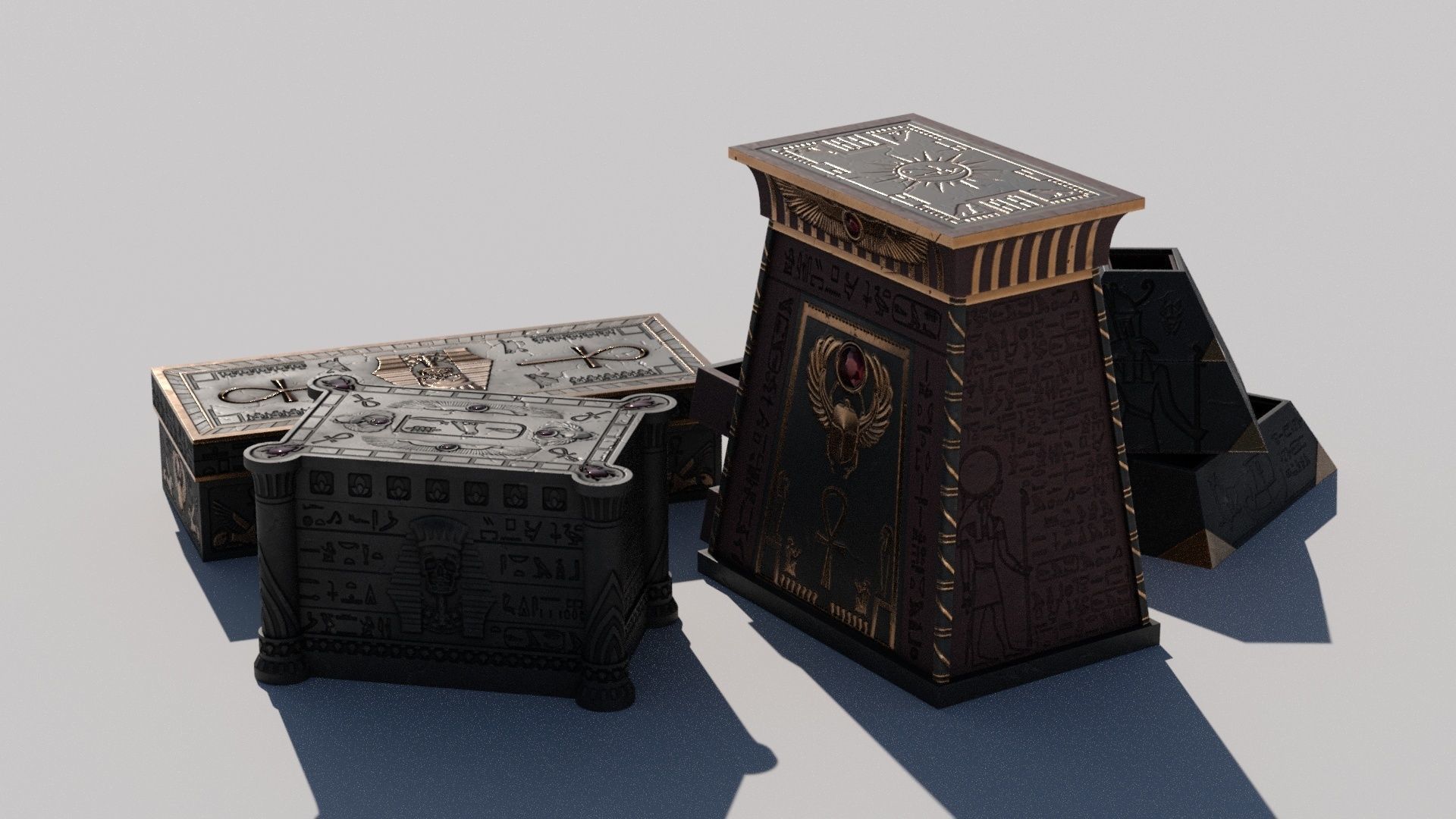 OB 02 Egyptian Necromancer Kit - 06 Boxes and small containers Low-poly 3D model_2