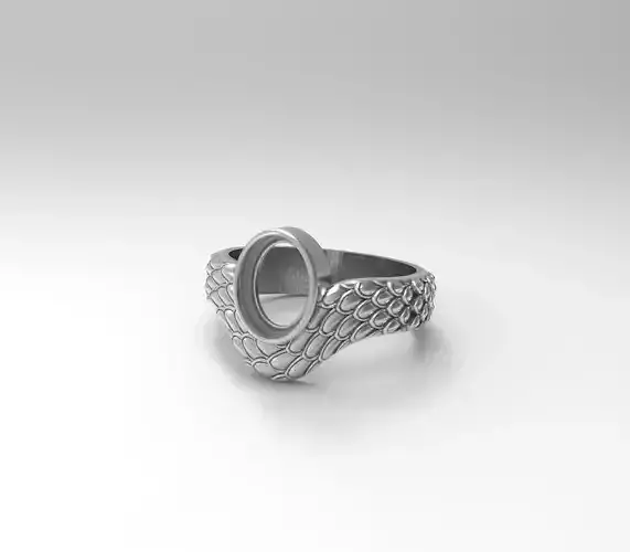 Ring for cabochon gem-Snake-3D model STL-file for 3D printing
