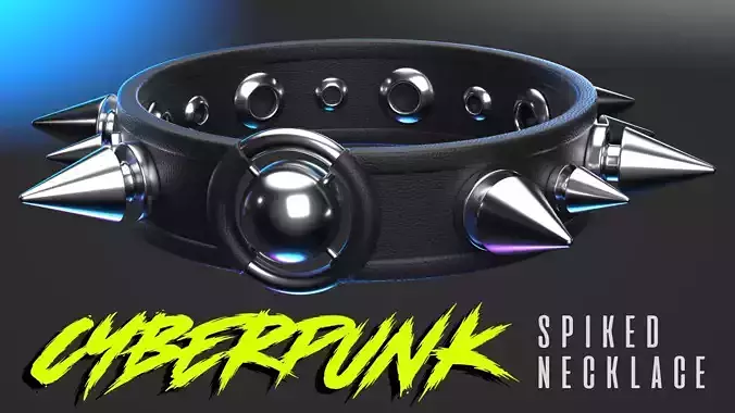 Cyberpunk Accessories Spike Choker Necklace 3D model