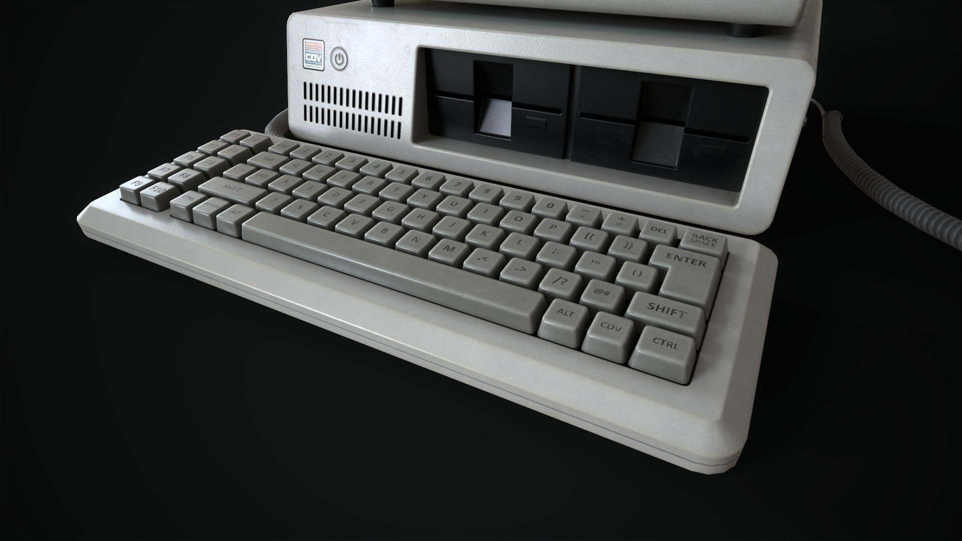 Retro Computer 80s Low-poly 3D model_5