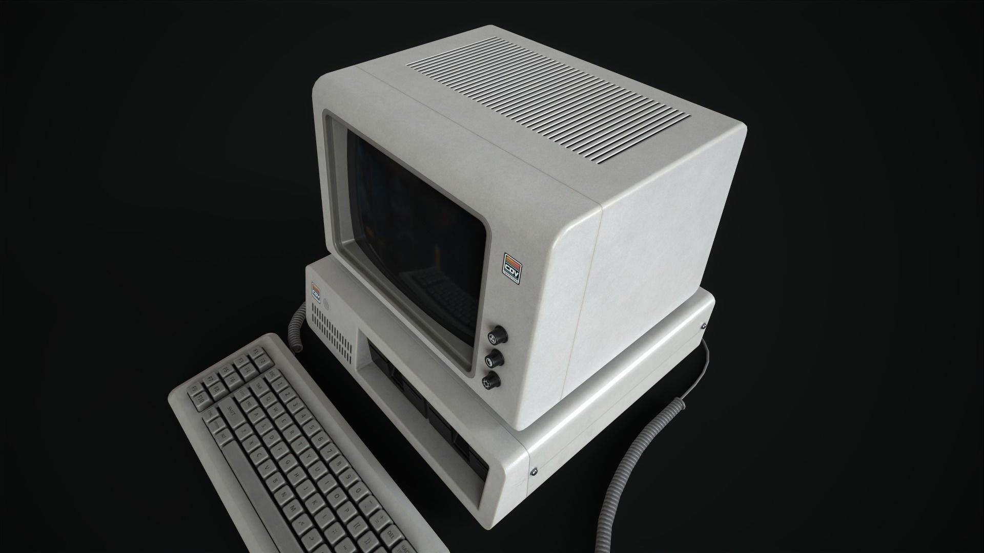 Retro Computer 80s Low-poly 3D model_3