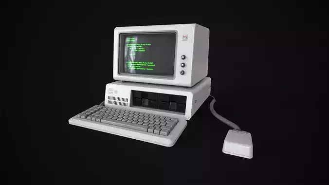 Retro Computer 80s Low-poly 3D model