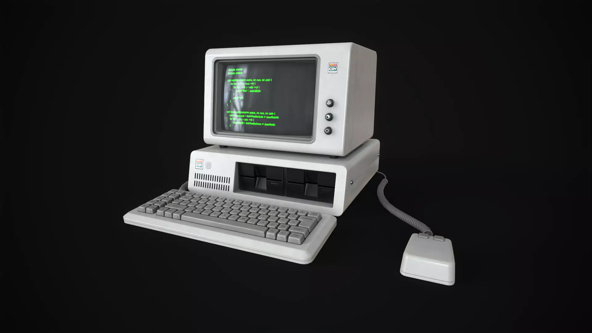 Retro Computer 80s Low-poly 3D model_0