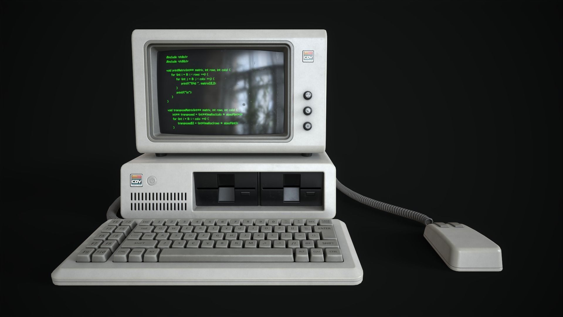 Retro Computer 80s Low-poly 3D model_11