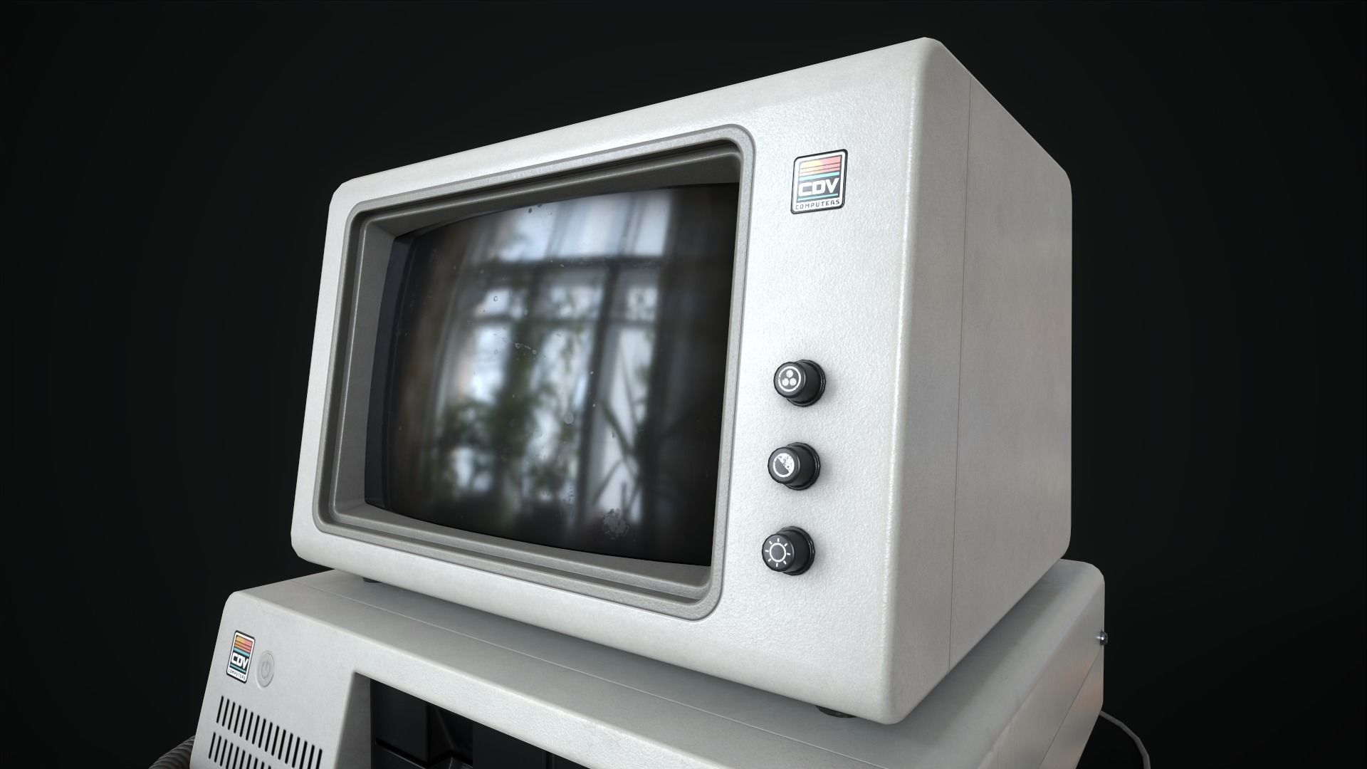 Retro Computer 80s Low-poly 3D model_4