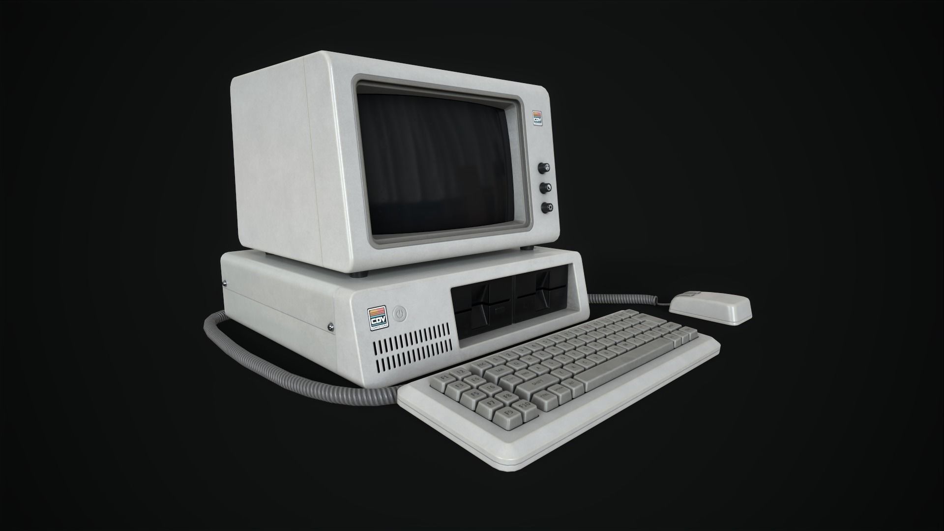 Retro Computer 80s Low-poly 3D model_12