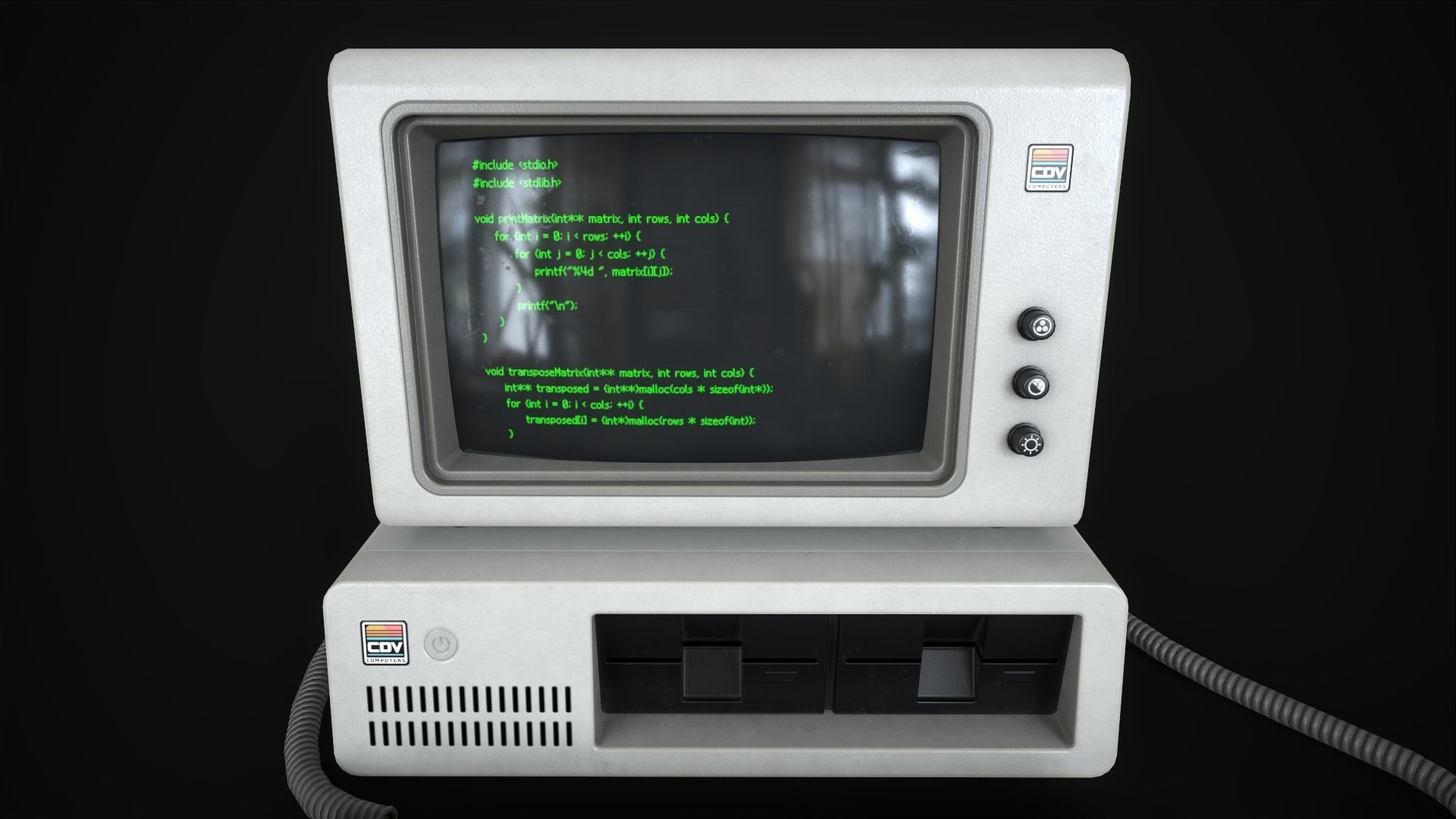 Retro Computer 80s Low-poly 3D model_8