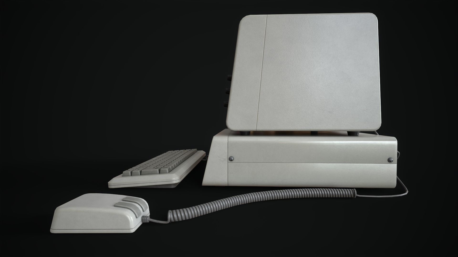 Retro Computer 80s Low-poly 3D model_19