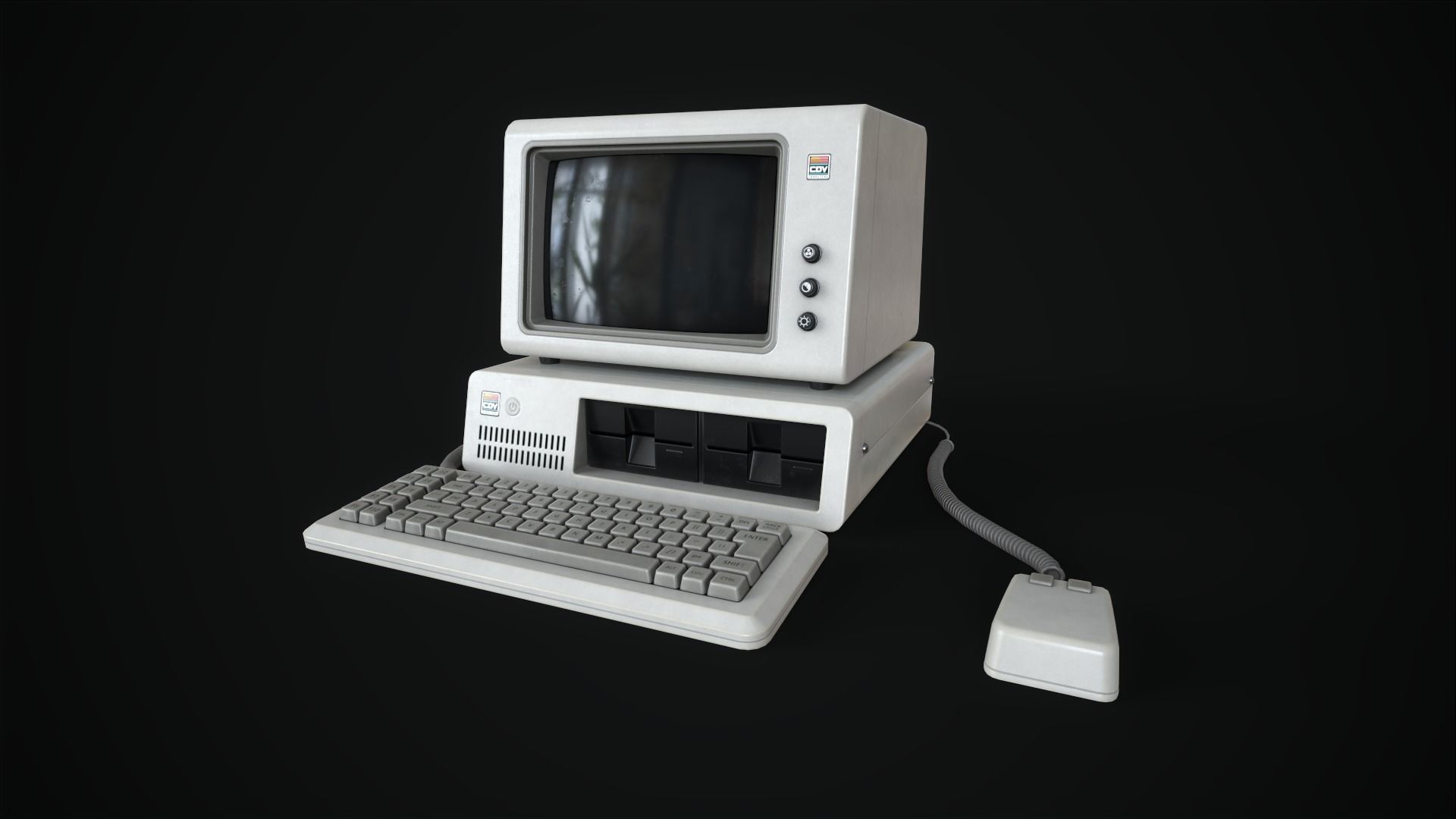 Retro Computer 80s Low-poly 3D model_9