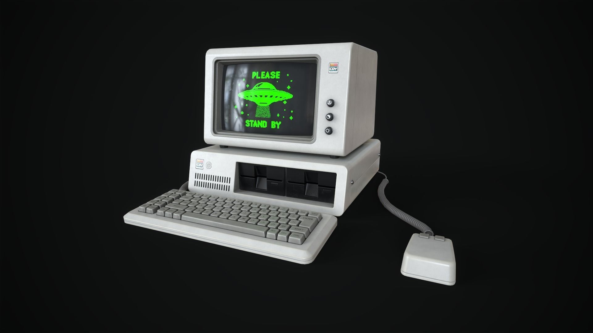 Retro Computer 80s Low-poly 3D model_6