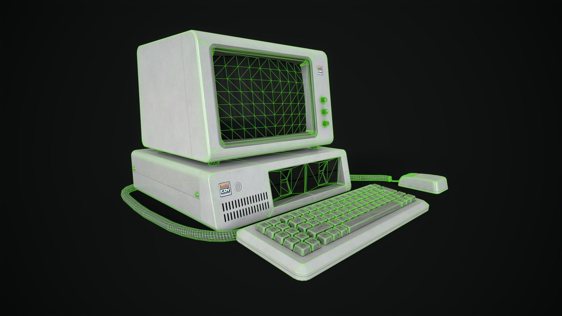 Retro Computer 80s Low-poly 3D model_14