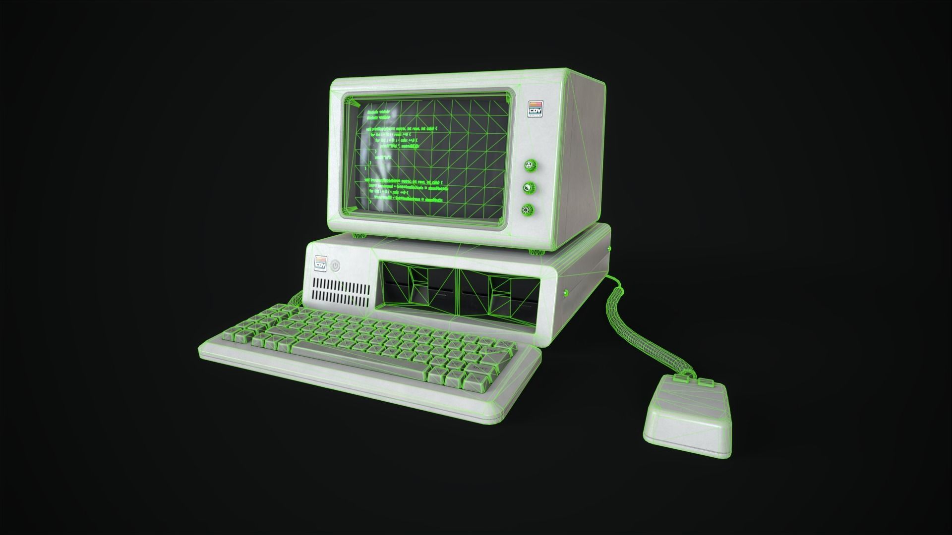 Retro Computer 80s Low-poly 3D model_13