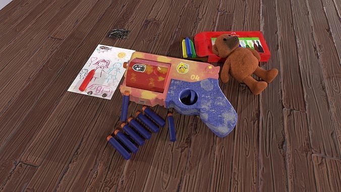Cartoon Toy Pistol Free Models Low-poly 3D model