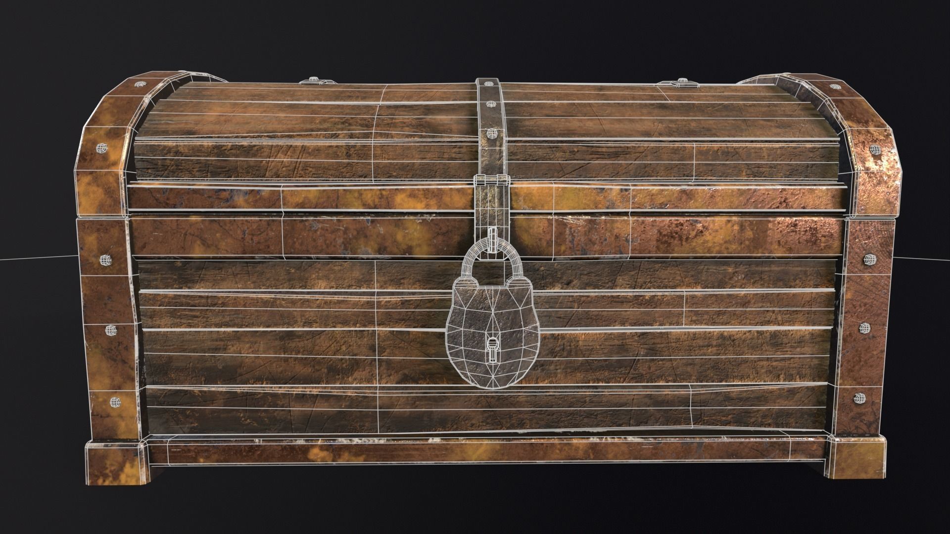 Medieval Treasure Chest  Low-poly 3D model_7