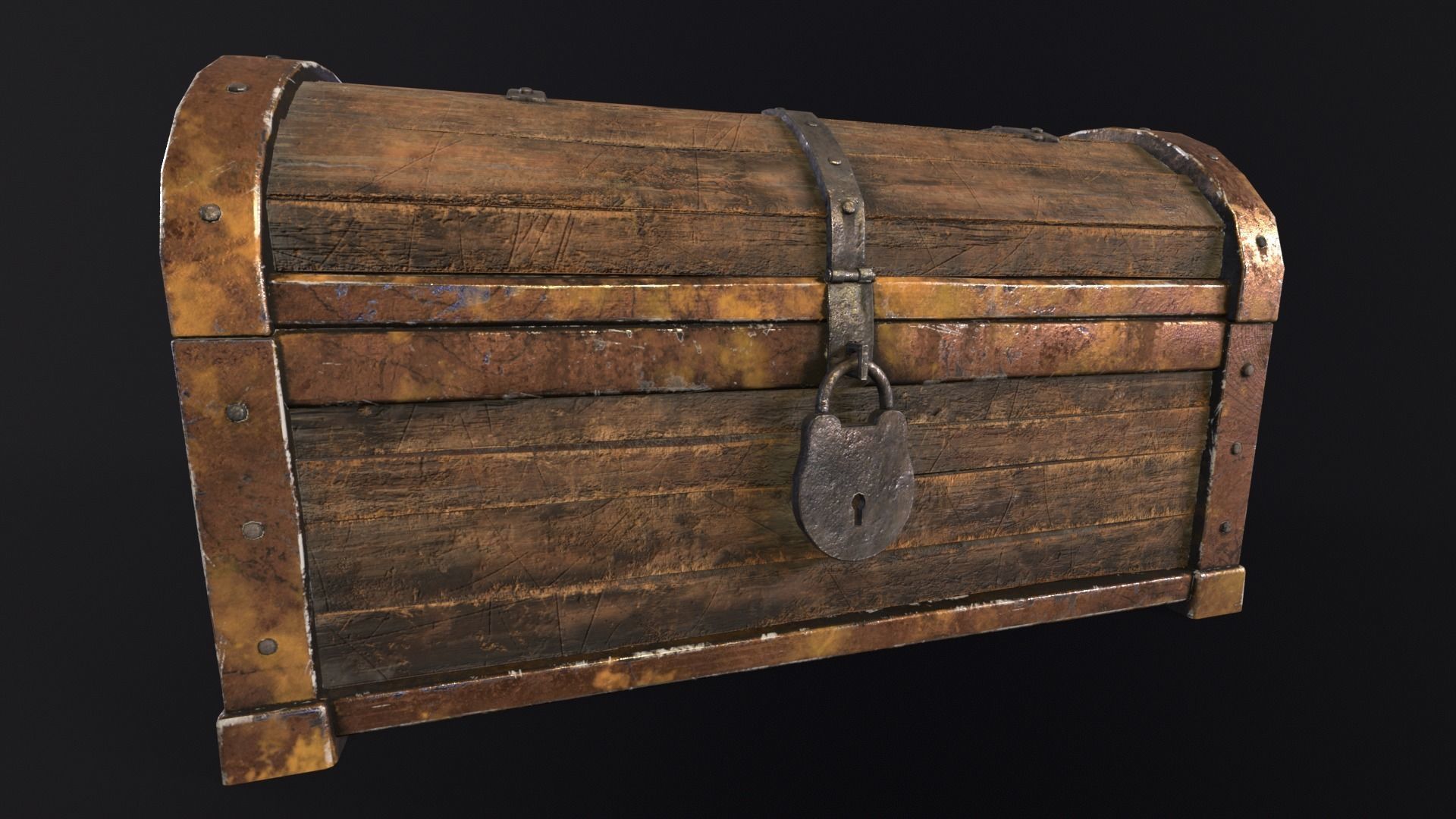 Medieval Treasure Chest  Low-poly 3D model_4
