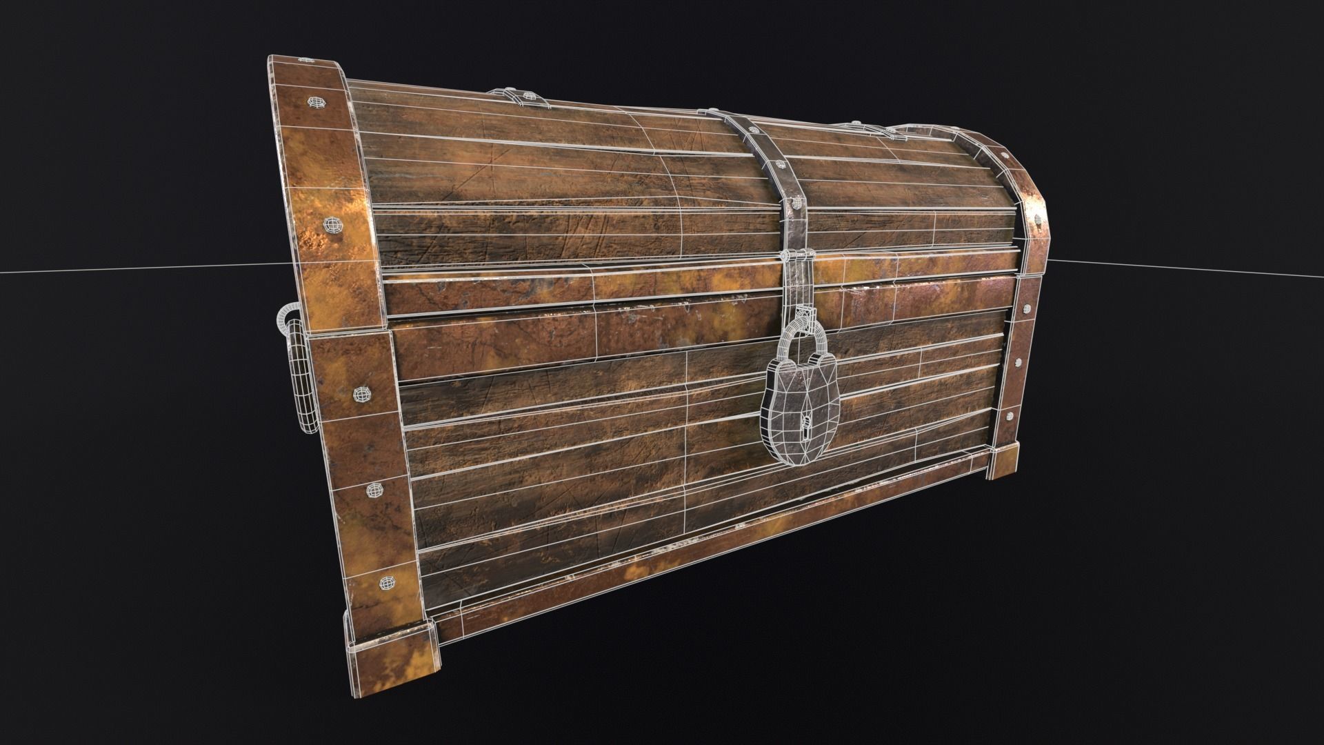Medieval Treasure Chest  Low-poly 3D model_3
