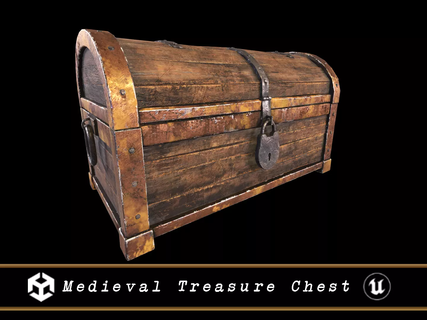 Medieval Treasure Chest  Low-poly 3D model_0