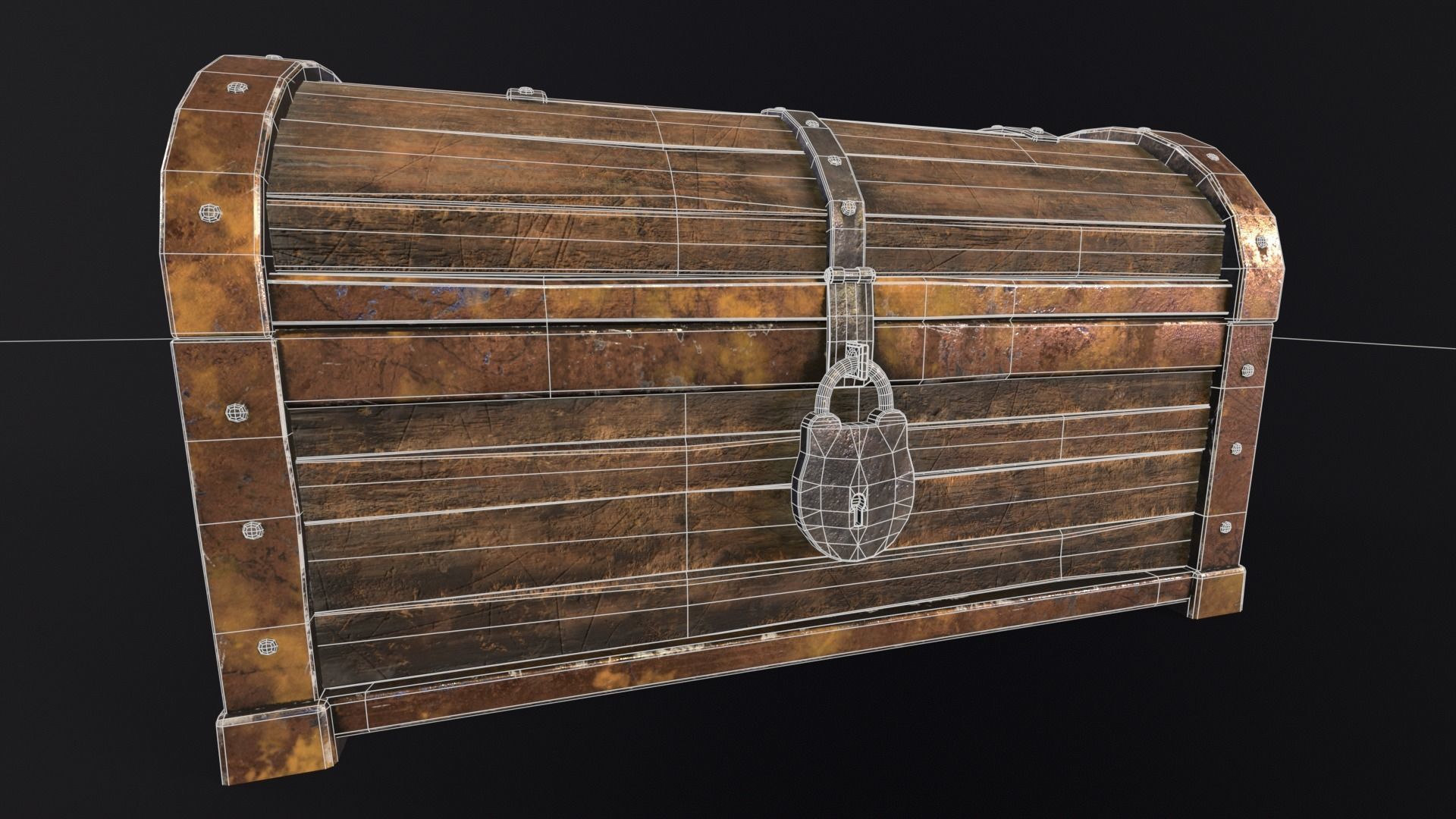 Medieval Treasure Chest  Low-poly 3D model_5