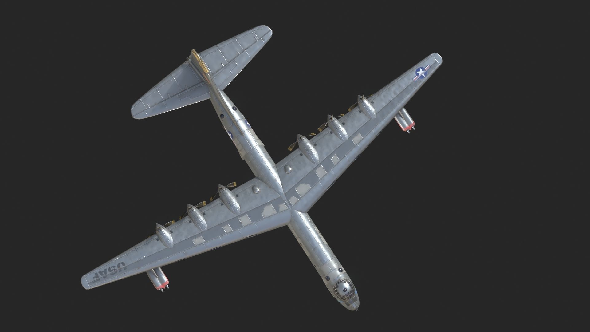 USAF B-36 Peacemaker Bomber B36 of Cold war Low-poly 3D model_11