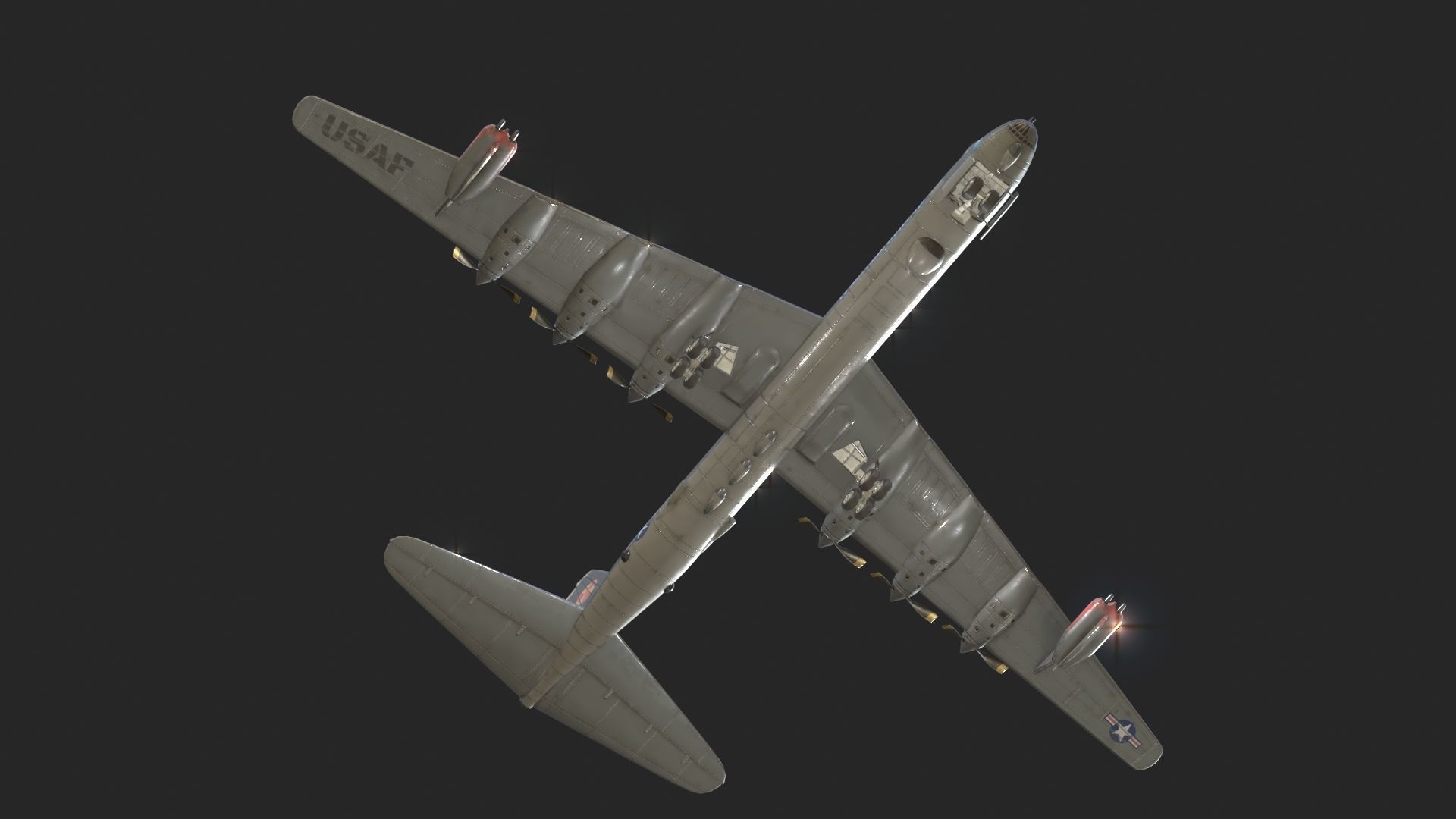 USAF B-36 Peacemaker Bomber B36 of Cold war Low-poly 3D model_12