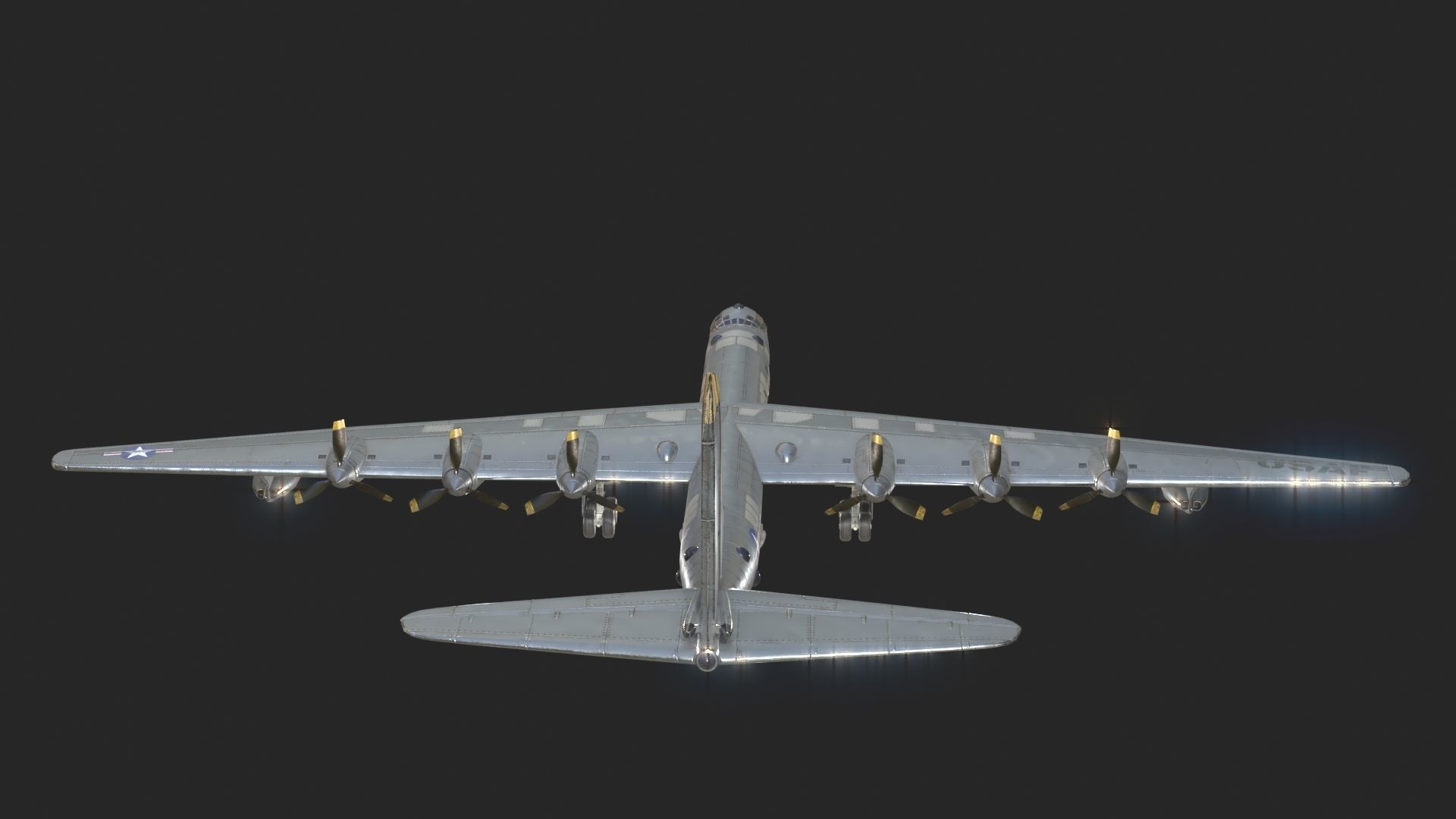 USAF B-36 Peacemaker Bomber B36 of Cold war Low-poly 3D model_3
