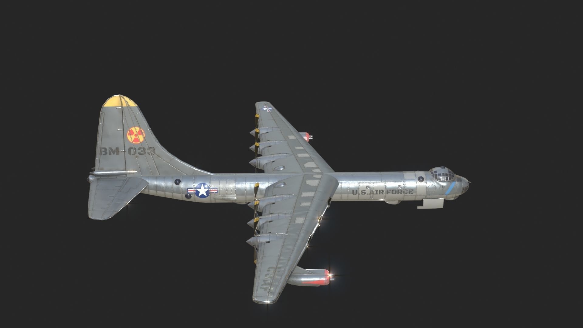 USAF B-36 Peacemaker Bomber B36 of Cold war Low-poly 3D model_4