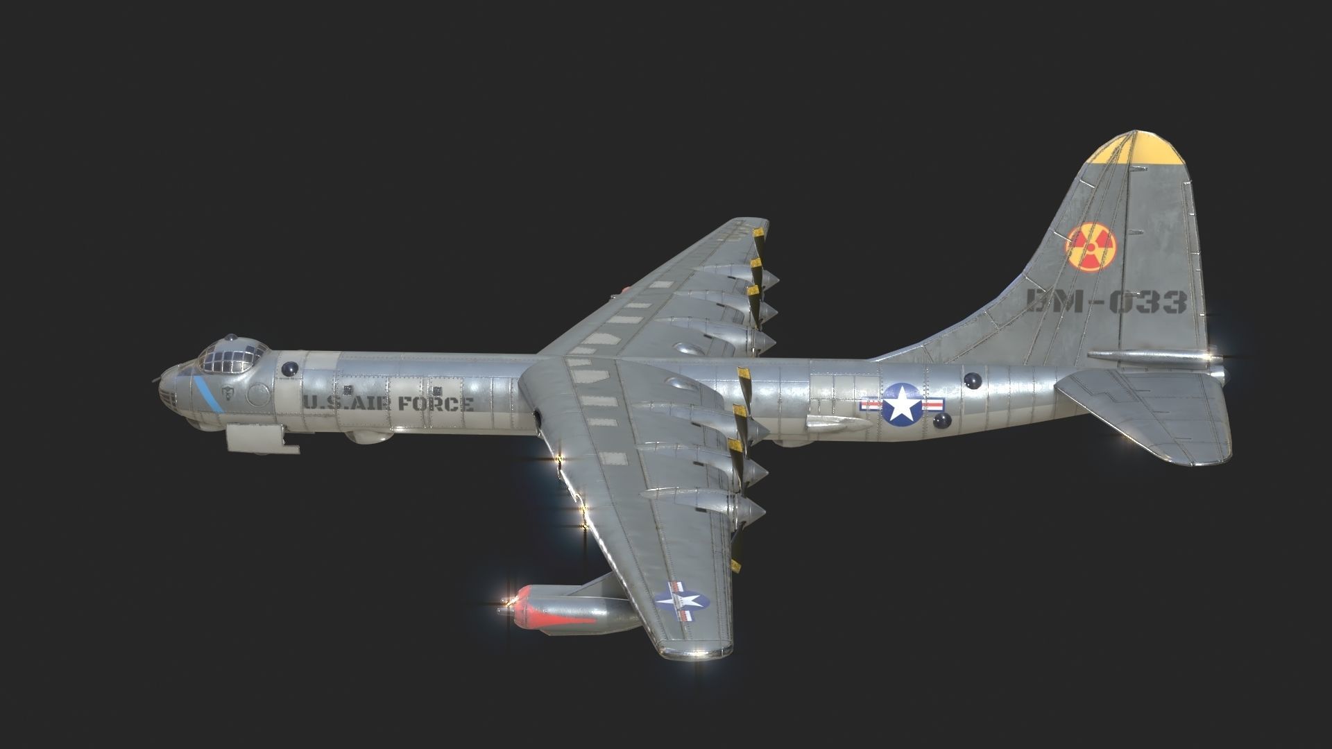 USAF B-36 Peacemaker Bomber B36 of Cold war Low-poly 3D model_1