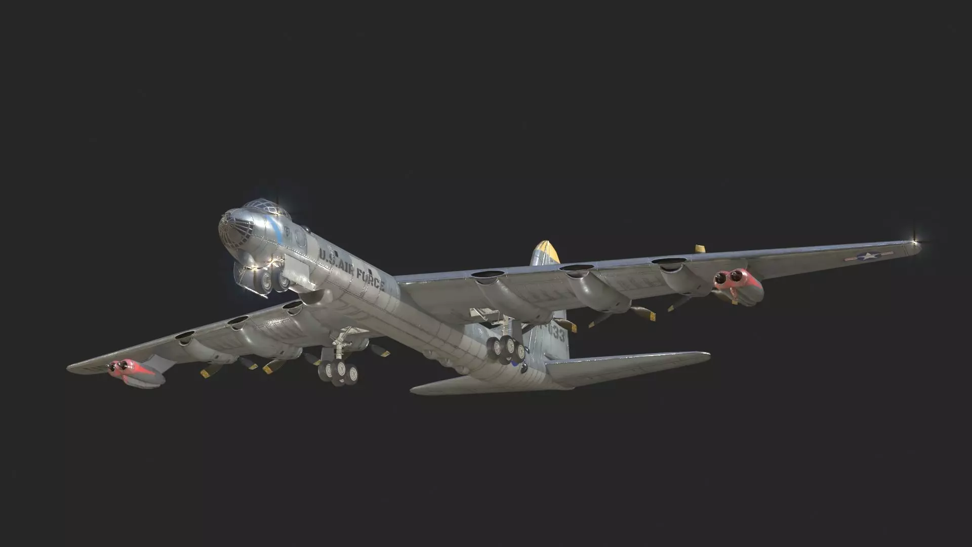 USAF B-36 Peacemaker Bomber B36 of Cold war Low-poly 3D model_0