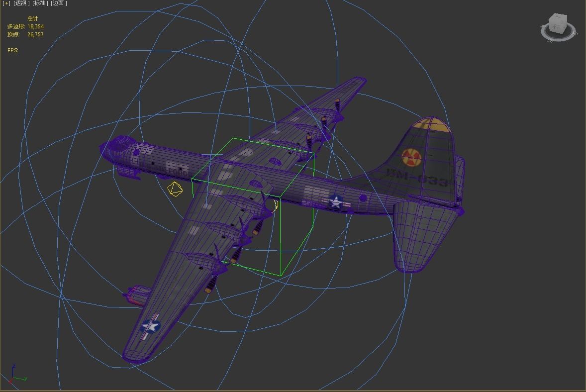 USAF B-36 Peacemaker Bomber B36 of Cold war Low-poly 3D model_14