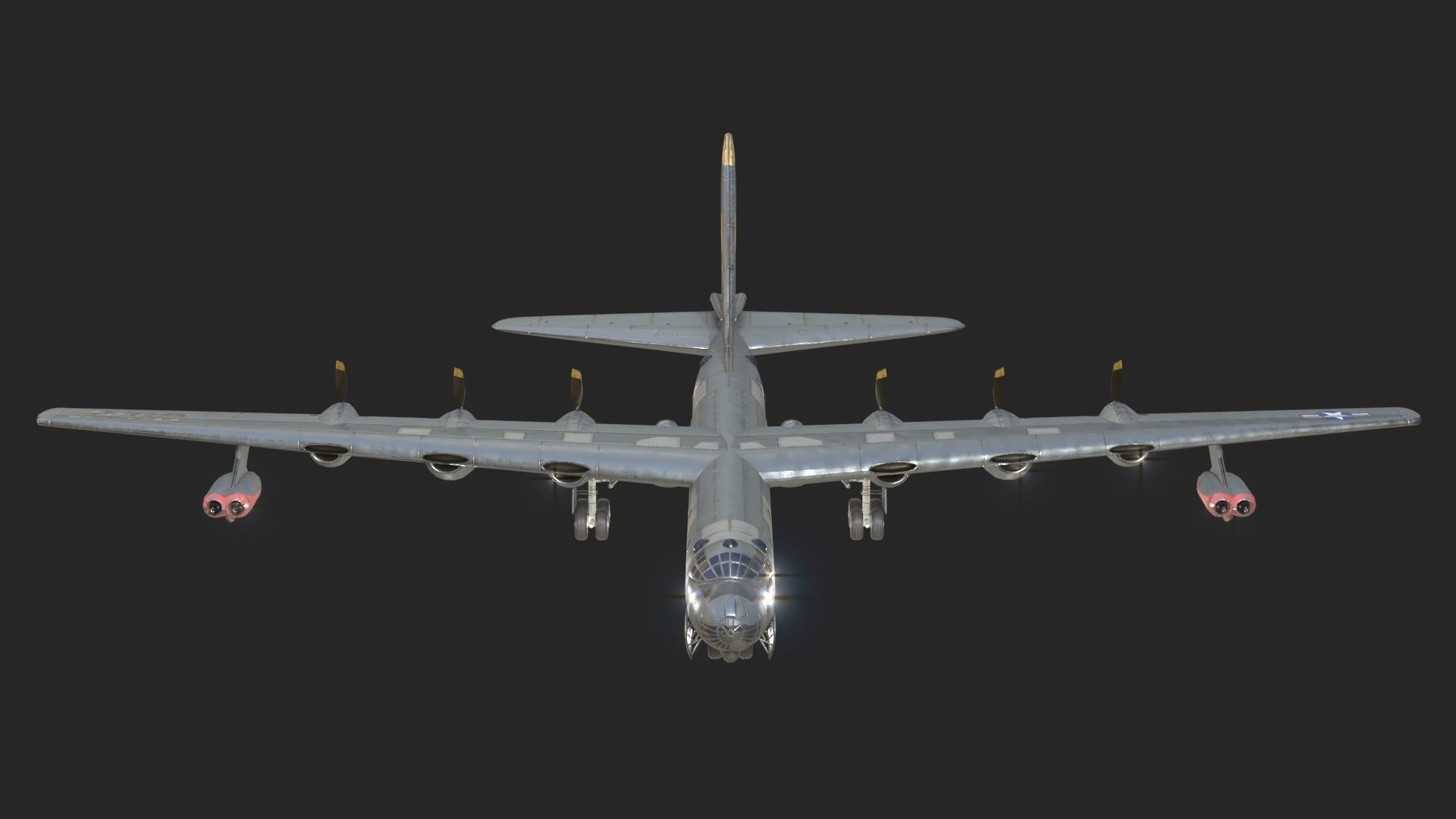 USAF B-36 Peacemaker Bomber B36 of Cold war Low-poly 3D model_2