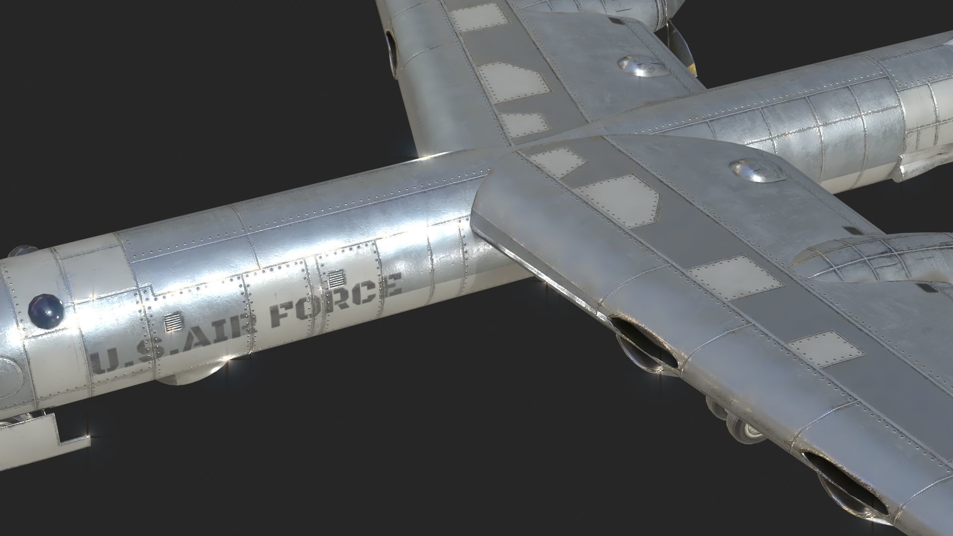 USAF B-36 Peacemaker Bomber B36 of Cold war Low-poly 3D model_9