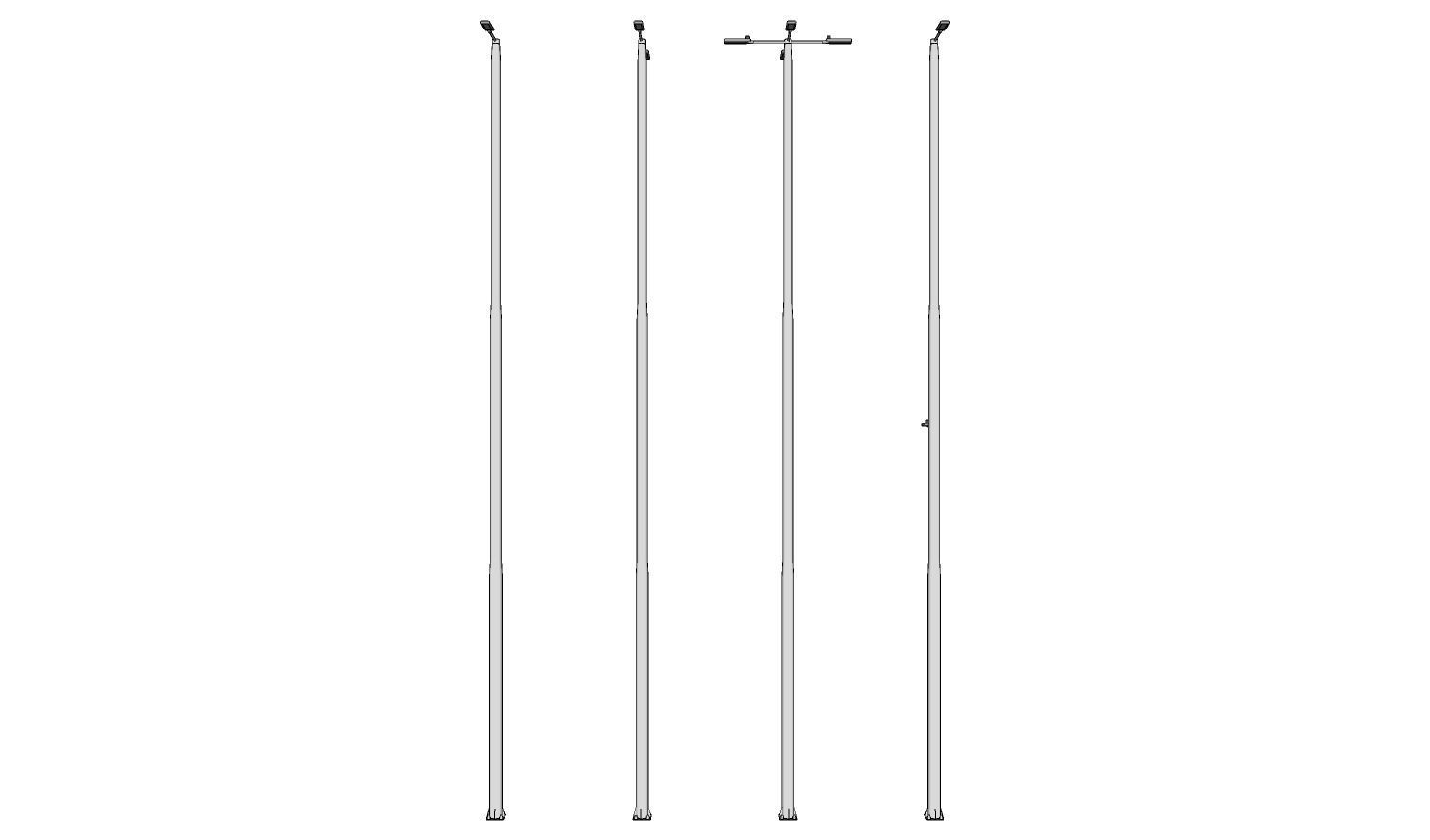 Group of 4 Light Poles - Lamp Posts 01 3D model_2