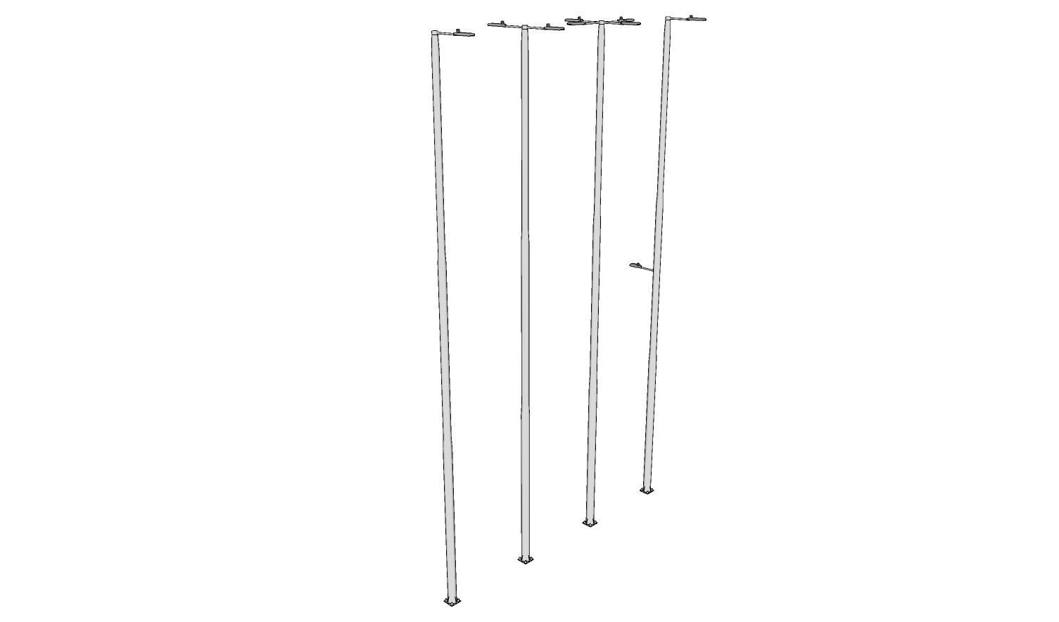 Group of 4 Light Poles - Lamp Posts 01 3D model_3
