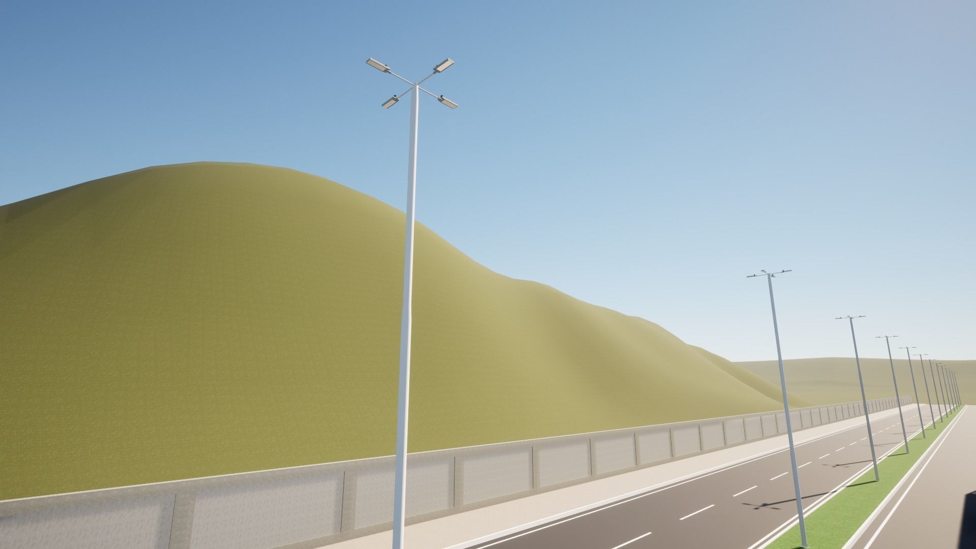 Group of 4 Light Poles - Lamp Posts 01 3D model_12