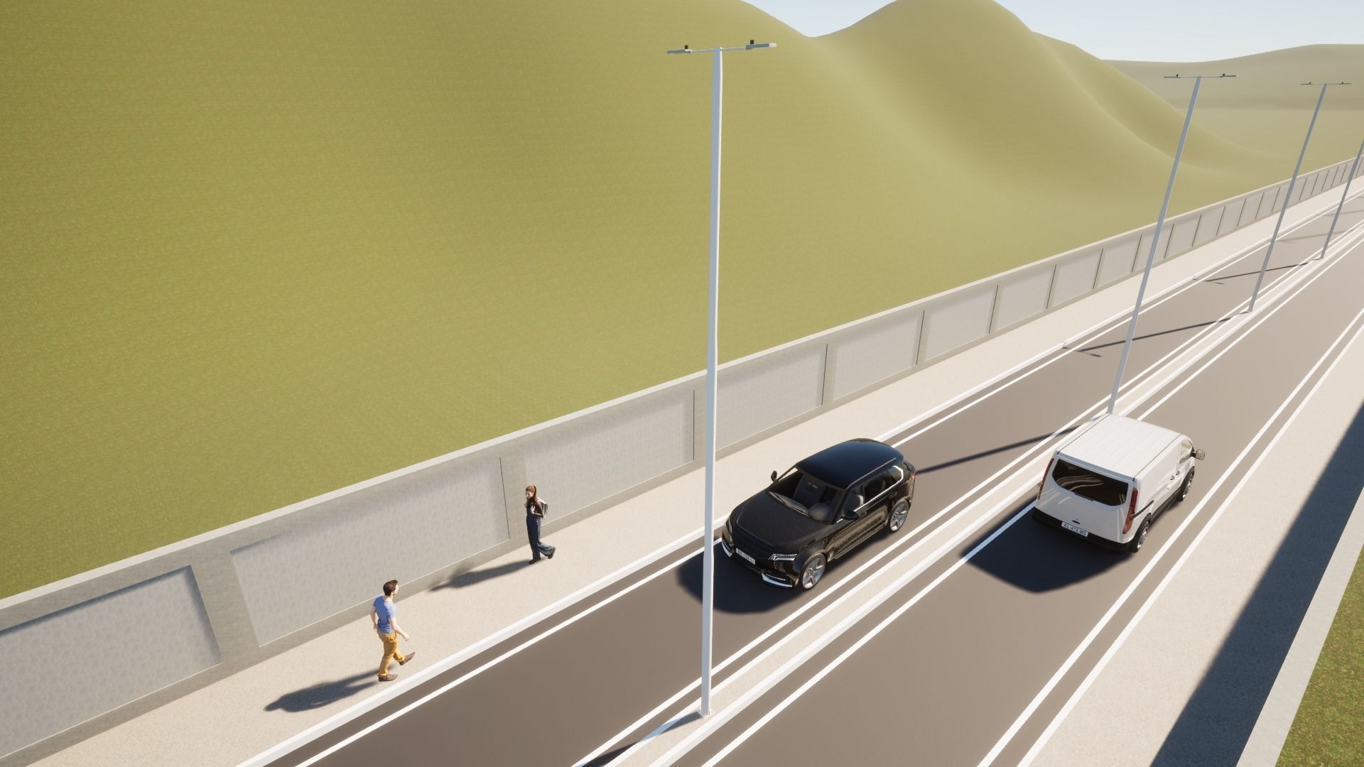 Group of 4 Light Poles - Lamp Posts 01 3D model_11