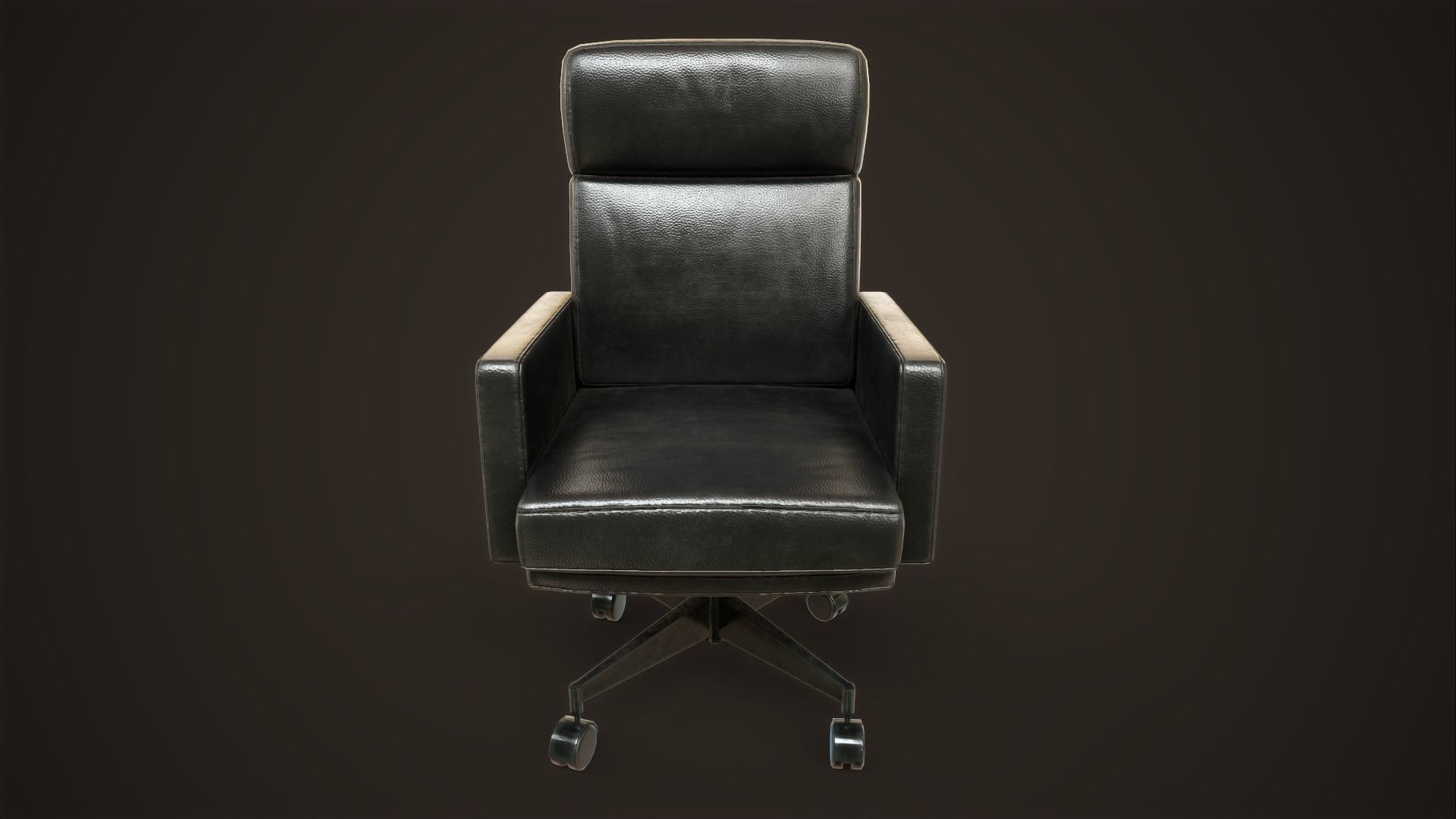 Leather Office Armchair Low-poly 3D model_3