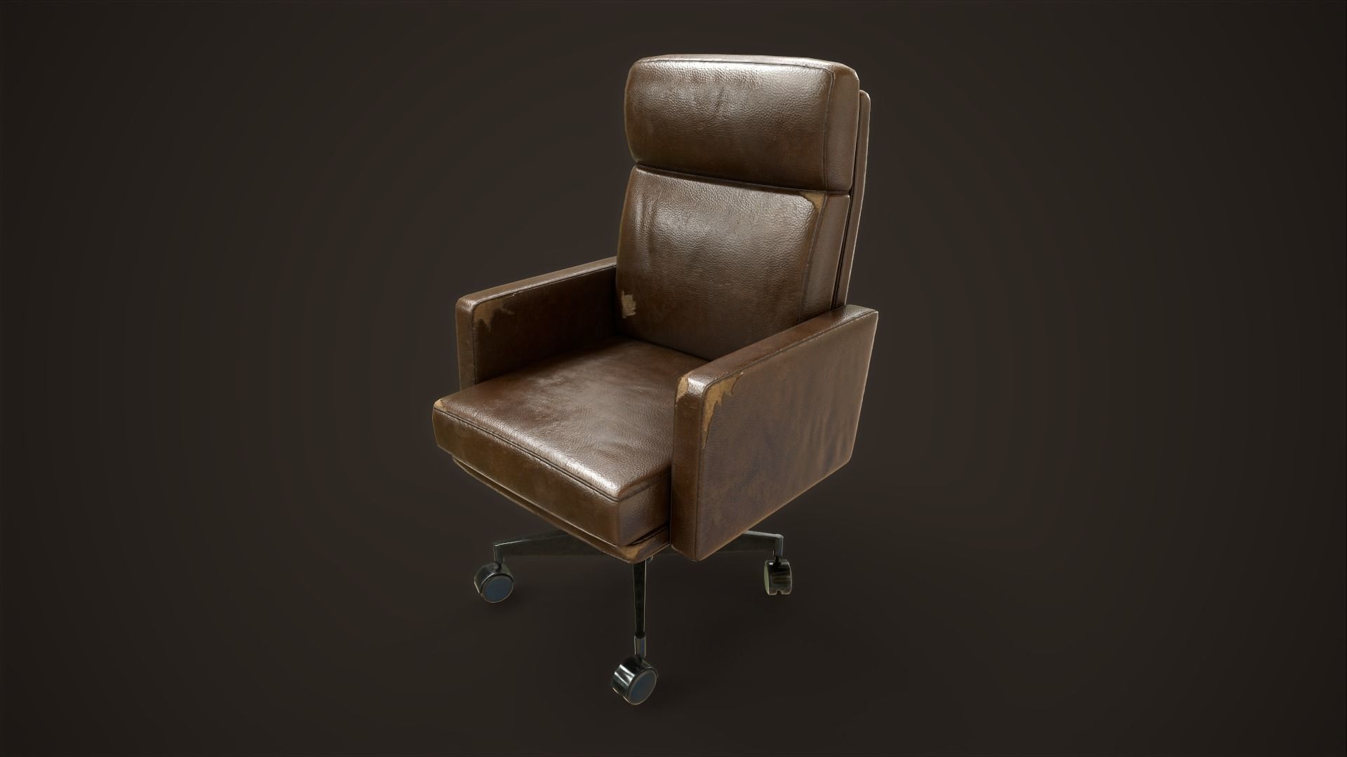Leather Office Armchair Low-poly 3D model_8