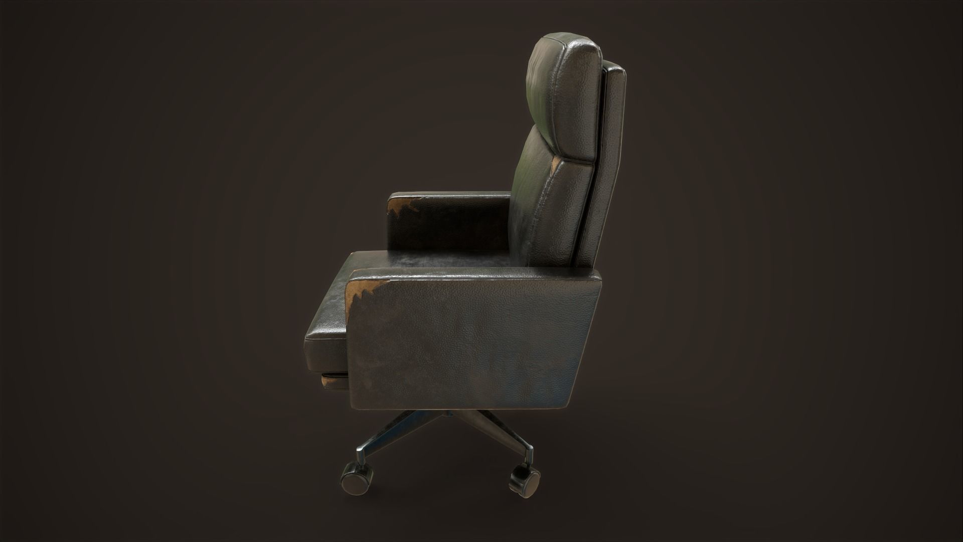 Leather Office Armchair Low-poly 3D model_11