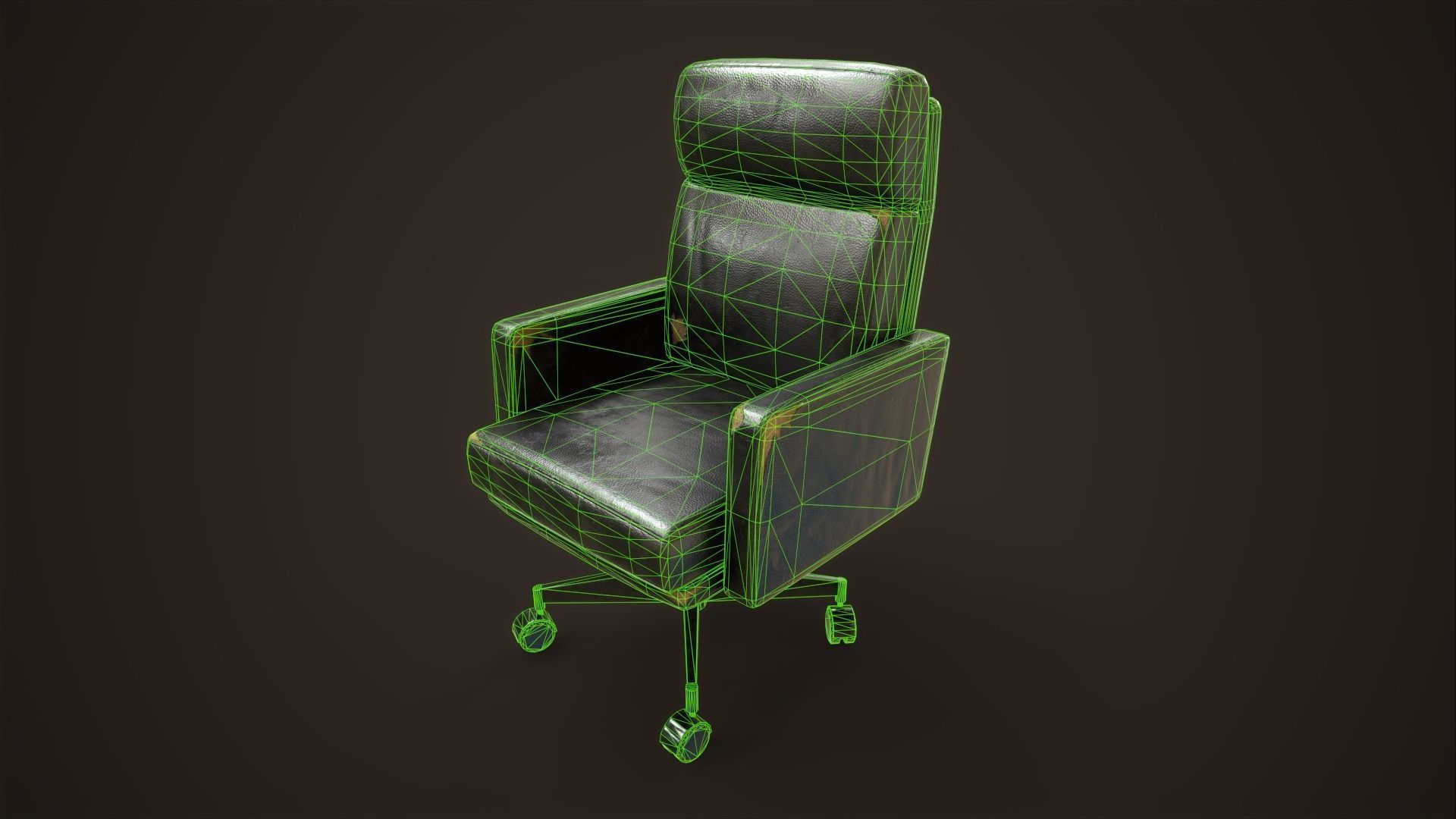 Leather Office Armchair Low-poly 3D model_18