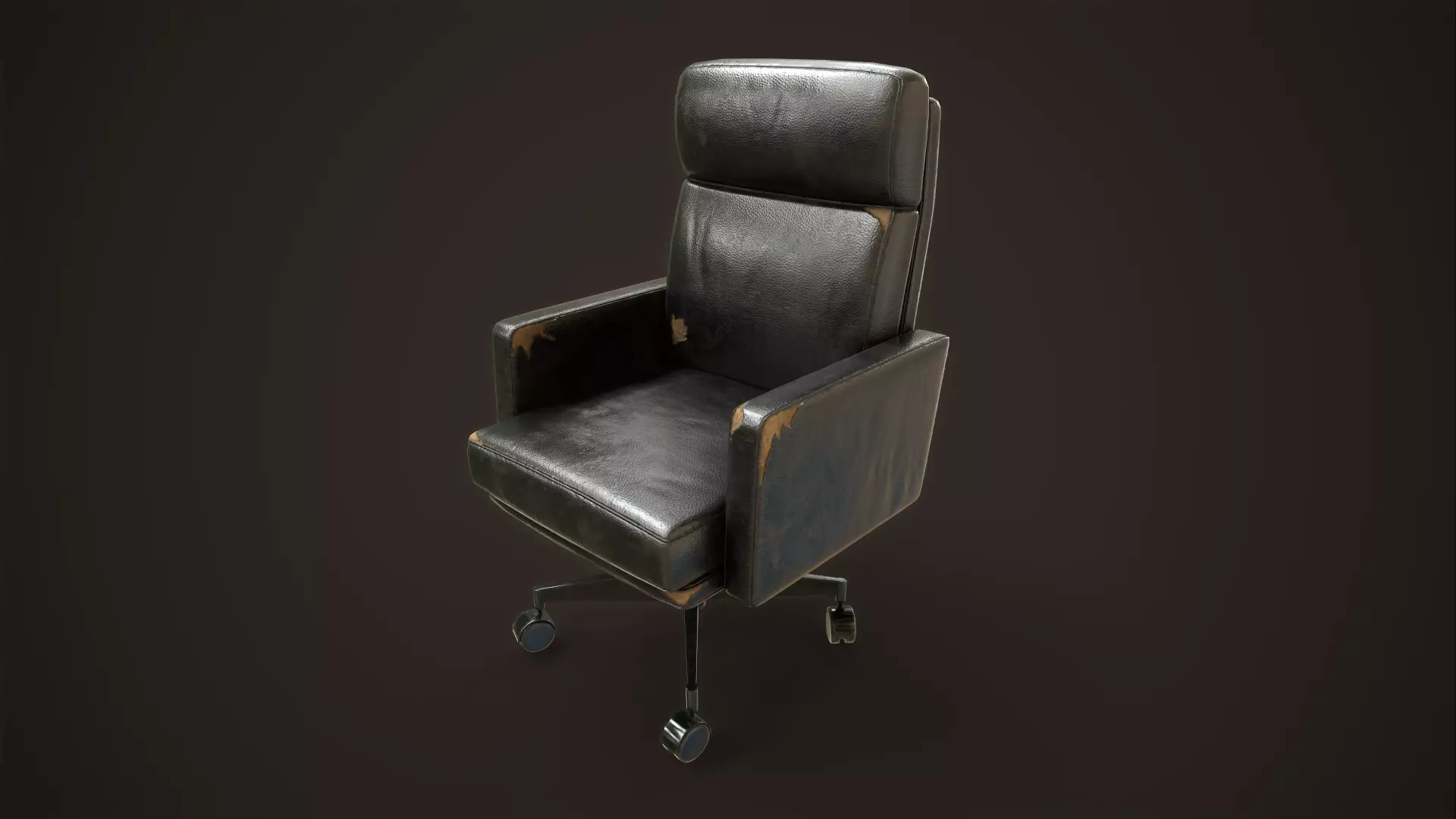 Leather Office Armchair Low-poly 3D model_0