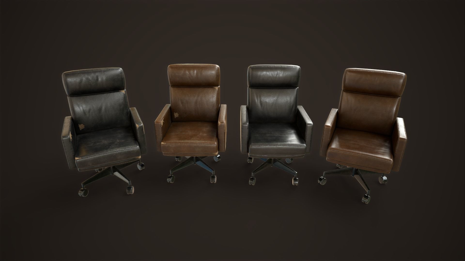 Leather Office Armchair Low-poly 3D model_2