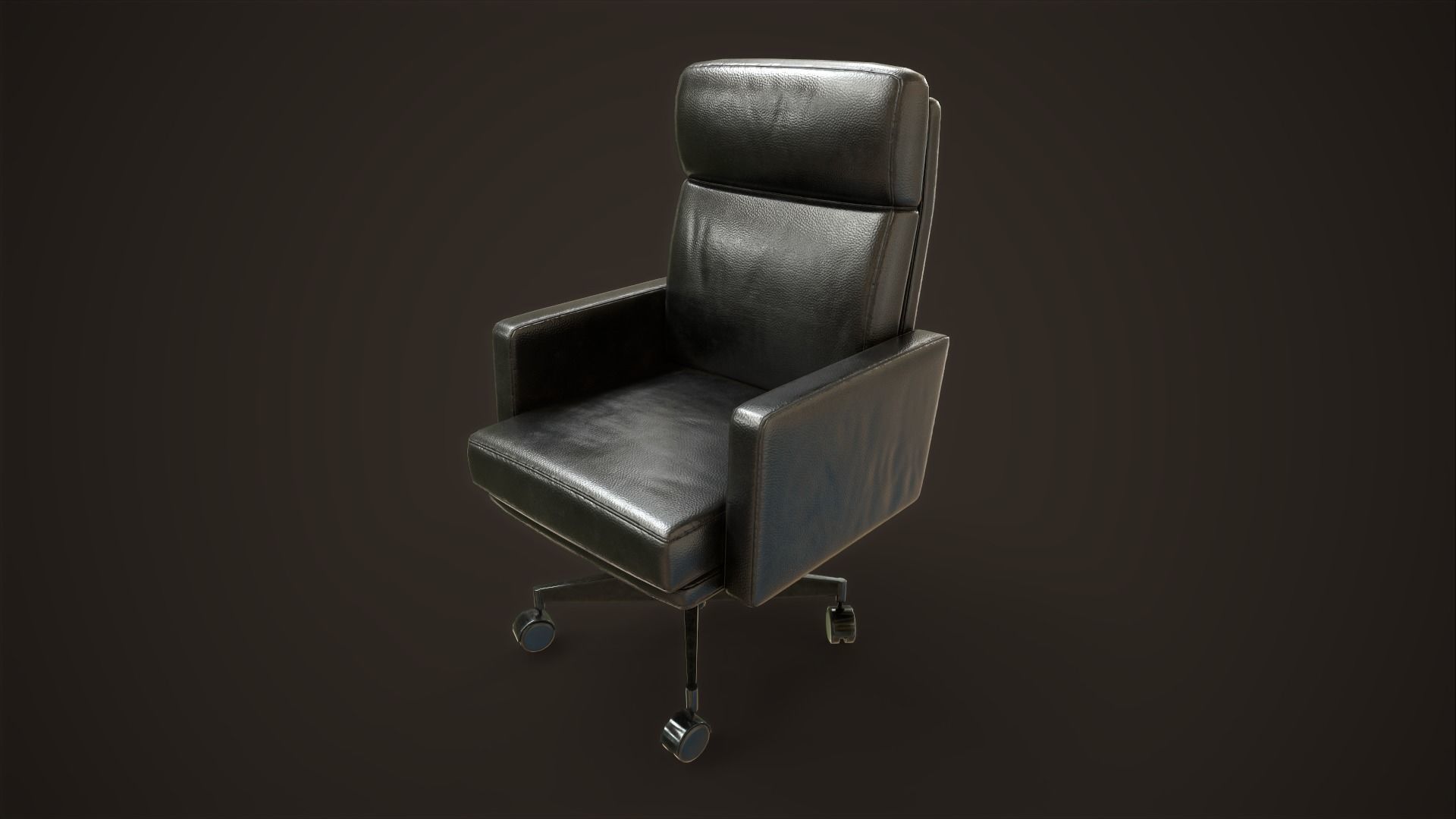 Leather Office Armchair Low-poly 3D model_1