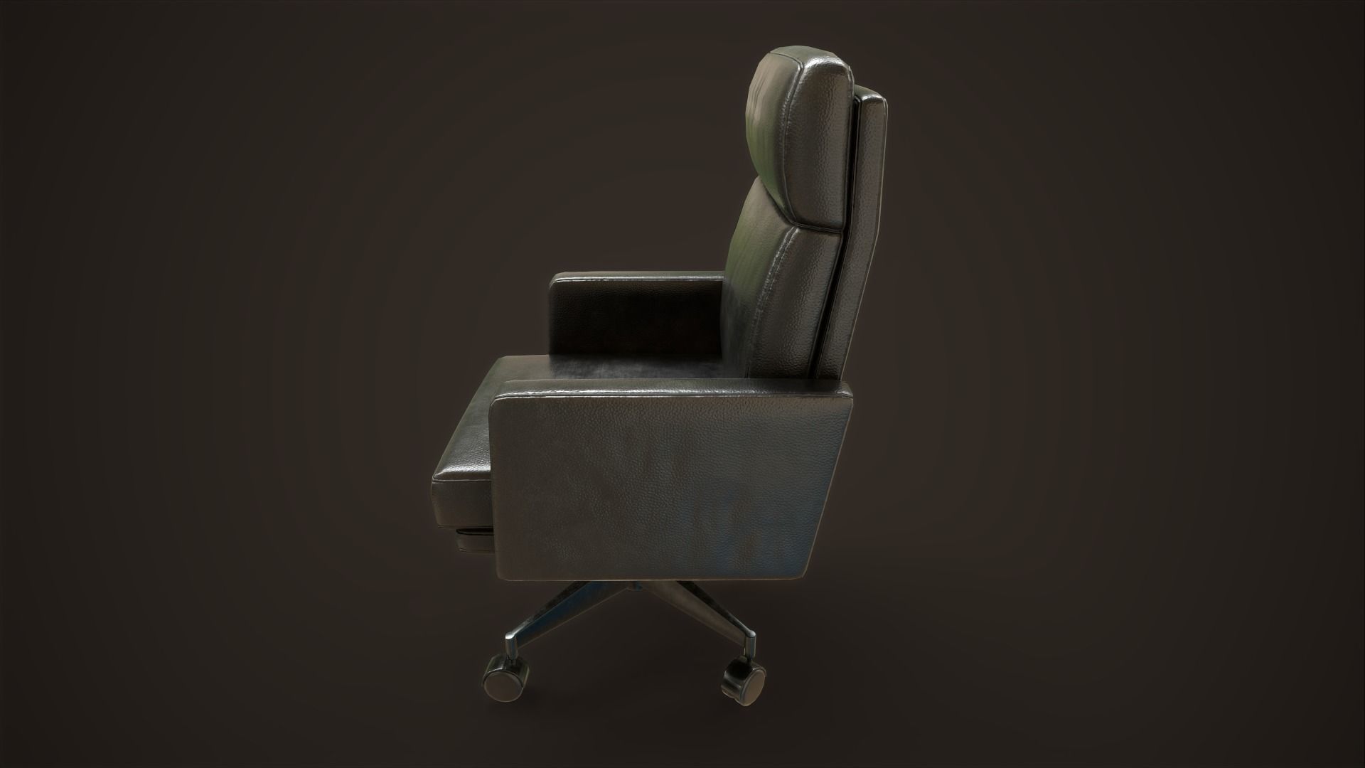 Leather Office Armchair Low-poly 3D model_10